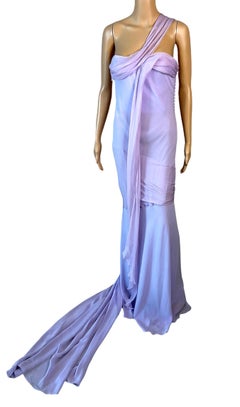 John Galliano S/S 2005 Unworn Bustier Bias Cut Silk Train Evening Dress Gown