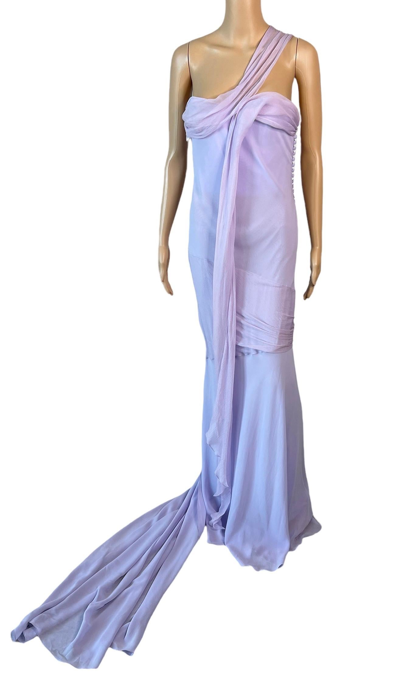 John Galliano S/S 2005 Ungetragenes Bustier Schräg geschnittenes Abendkleid aus Seide mit Schleppe im Zustand „Neu“ im Angebot in Naples, FL