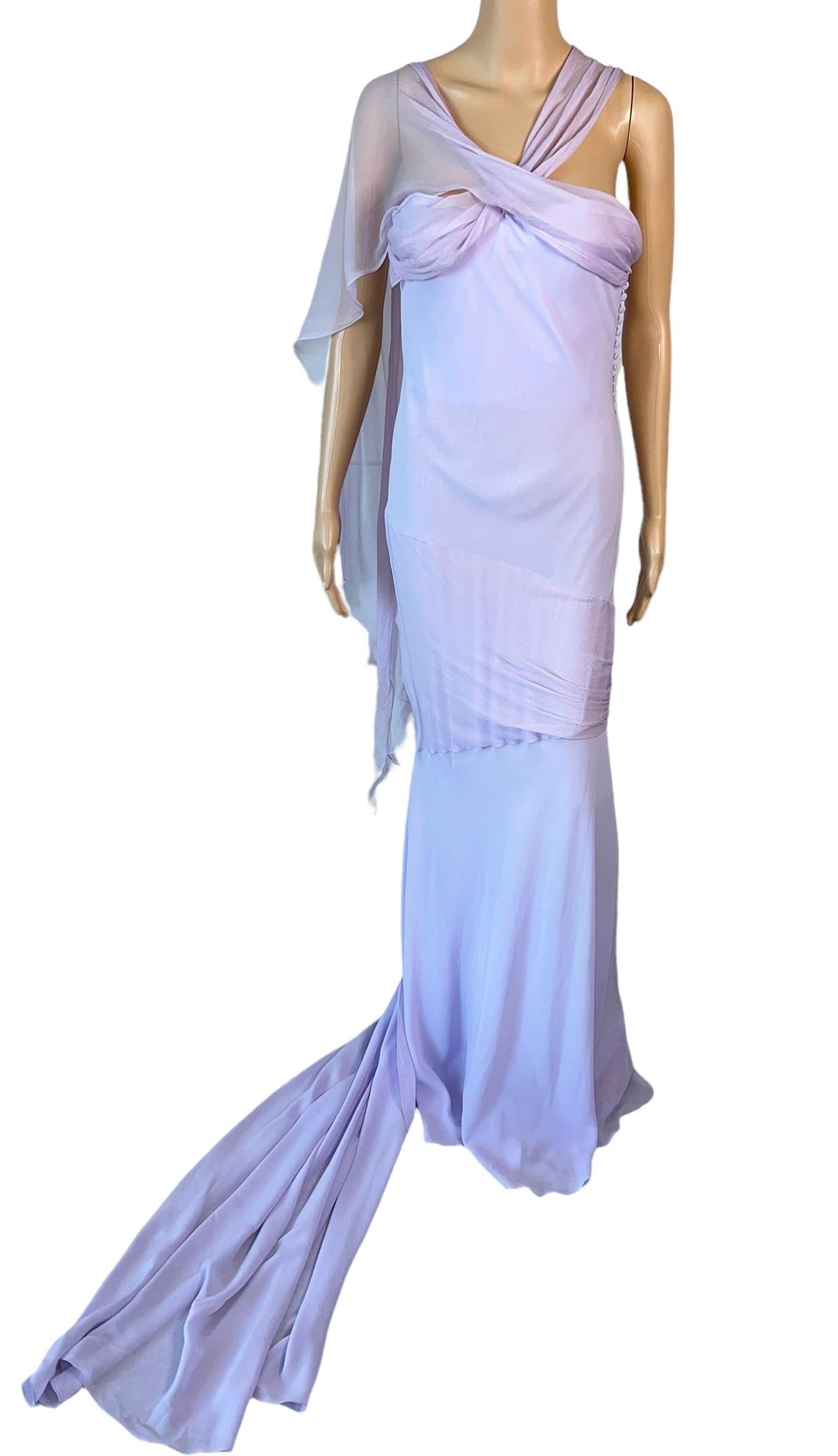 John Galliano S/S 2005 Ungetragenes Bustier Schräg geschnittenes Abendkleid aus Seide mit Schleppe für Damen oder Herren im Angebot
