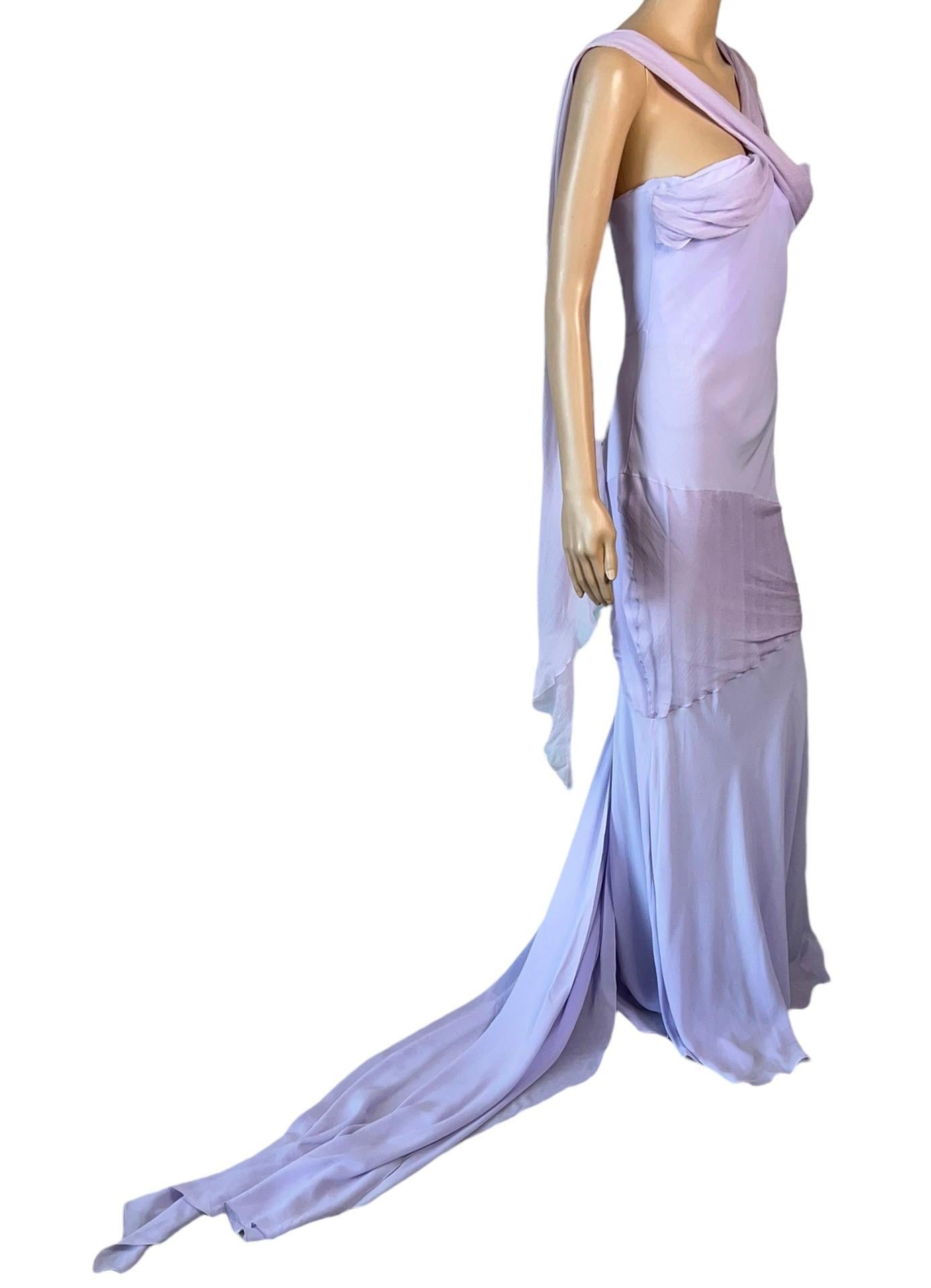 John Galliano S/S 2005 Unworn Bustier Bias Cut Silk Train Evening Dress Gown In New Condition For Sale In Naples, FL