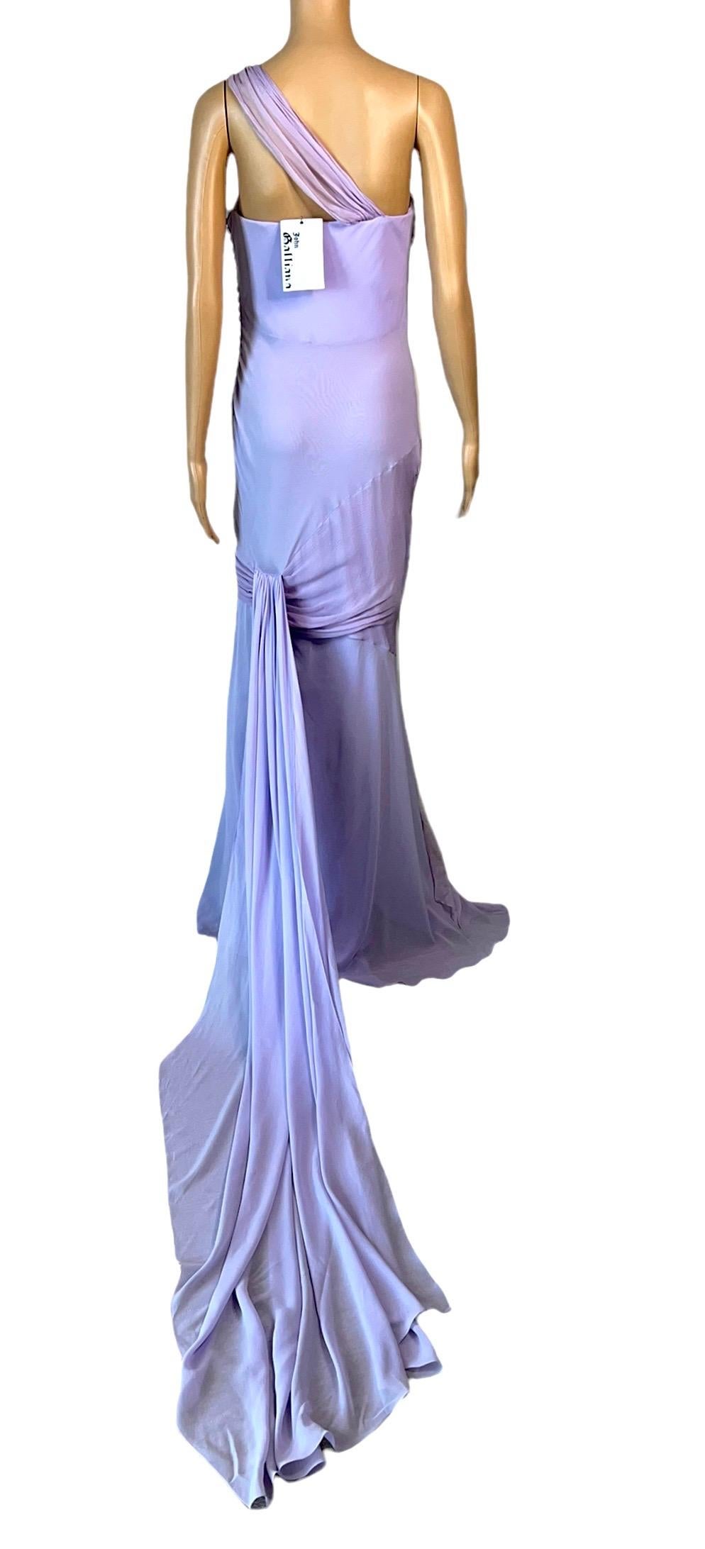 John Galliano S/S 2005 Ungetragenes Bustier Schräg geschnittenes Abendkleid aus Seide mit Schleppe im Angebot 3