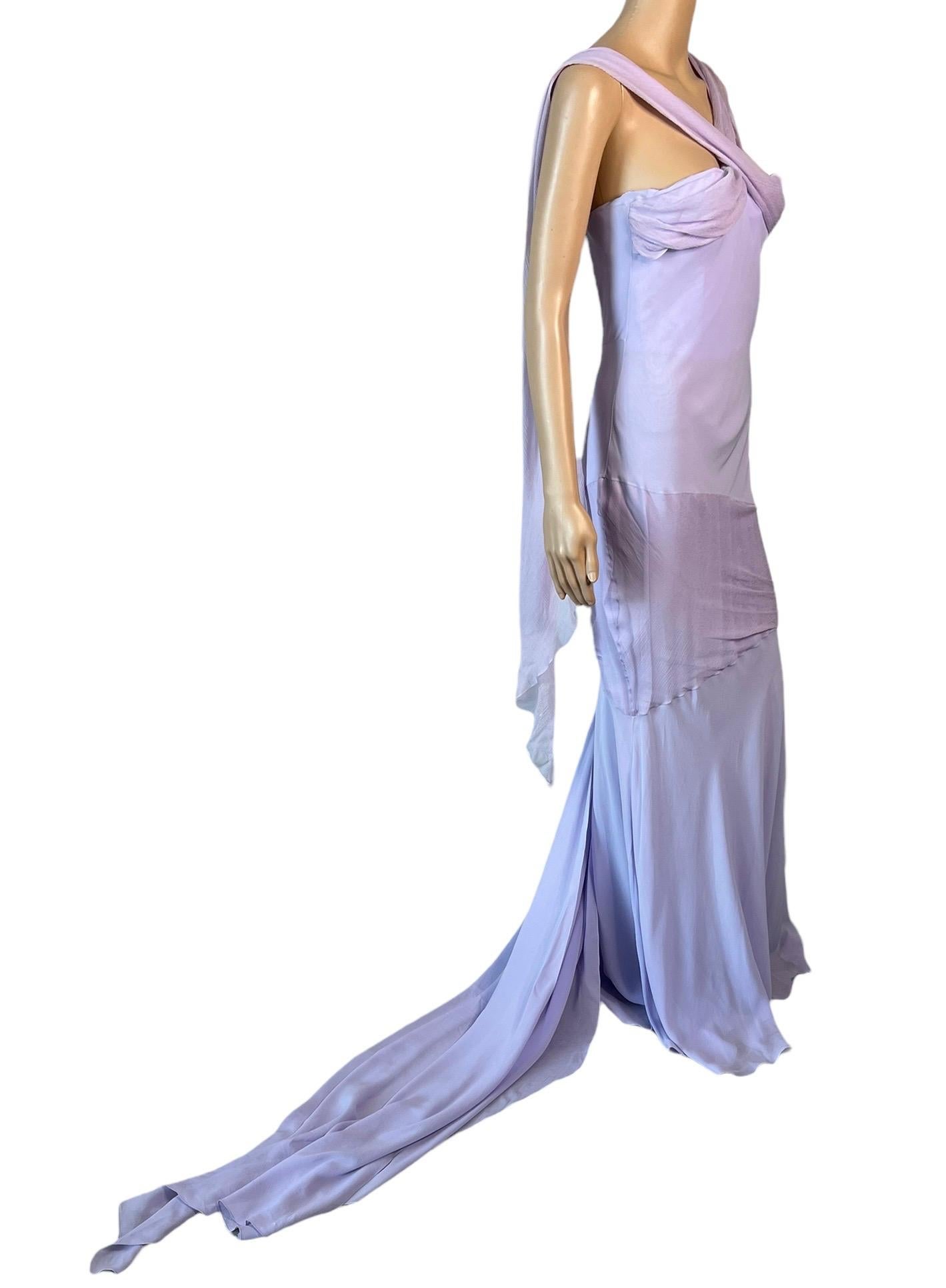 John Galliano S/S 2005 Ungetragenes Bustier Schräg geschnittenes Abendkleid aus Seide mit Schleppe im Angebot 4