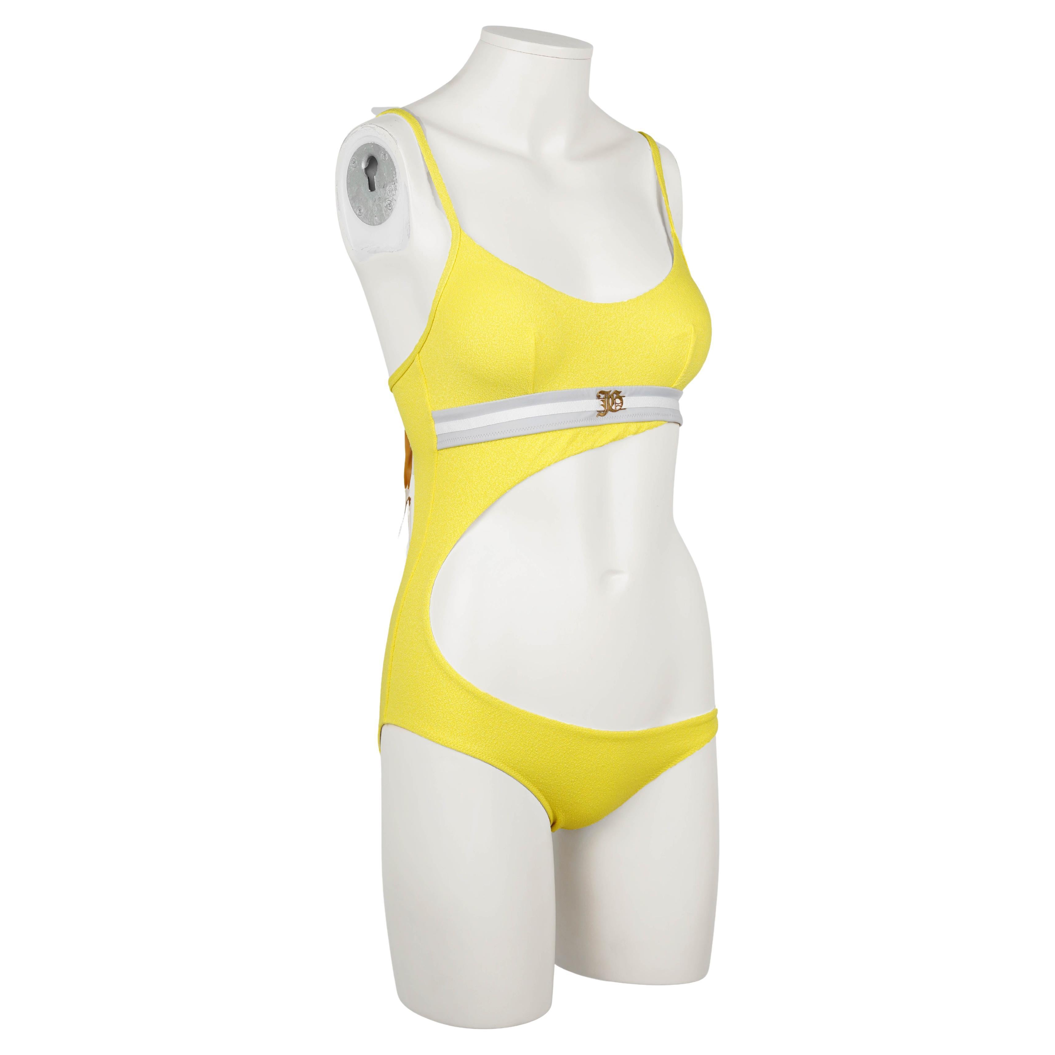 Beige John Galliano - Costume da bagno monokini giallo P/E 2005 - Scaduto con cartellino in vendita