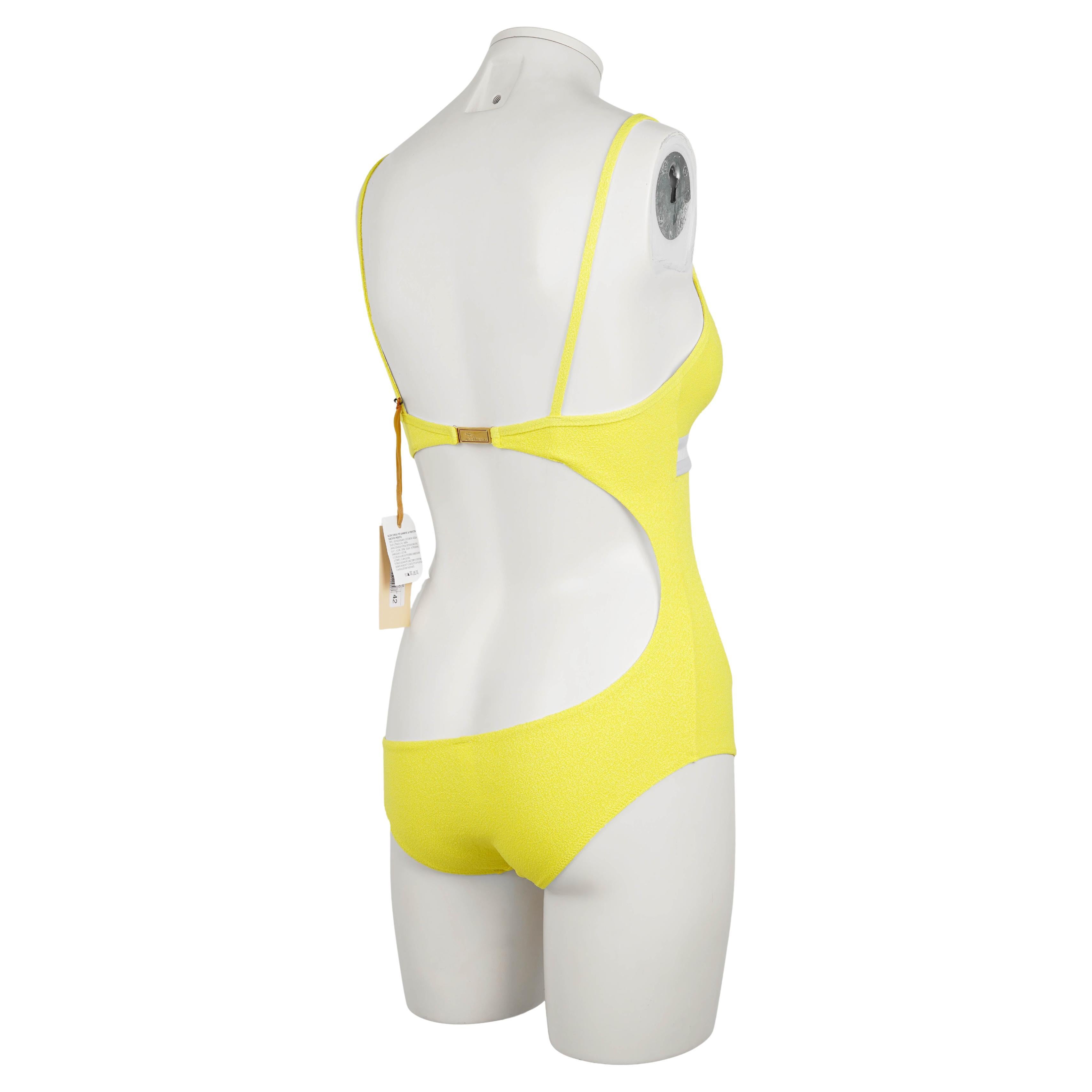John Galliano - Costume da bagno monokini giallo P/E 2005 - Scaduto con cartellino in vendita 1