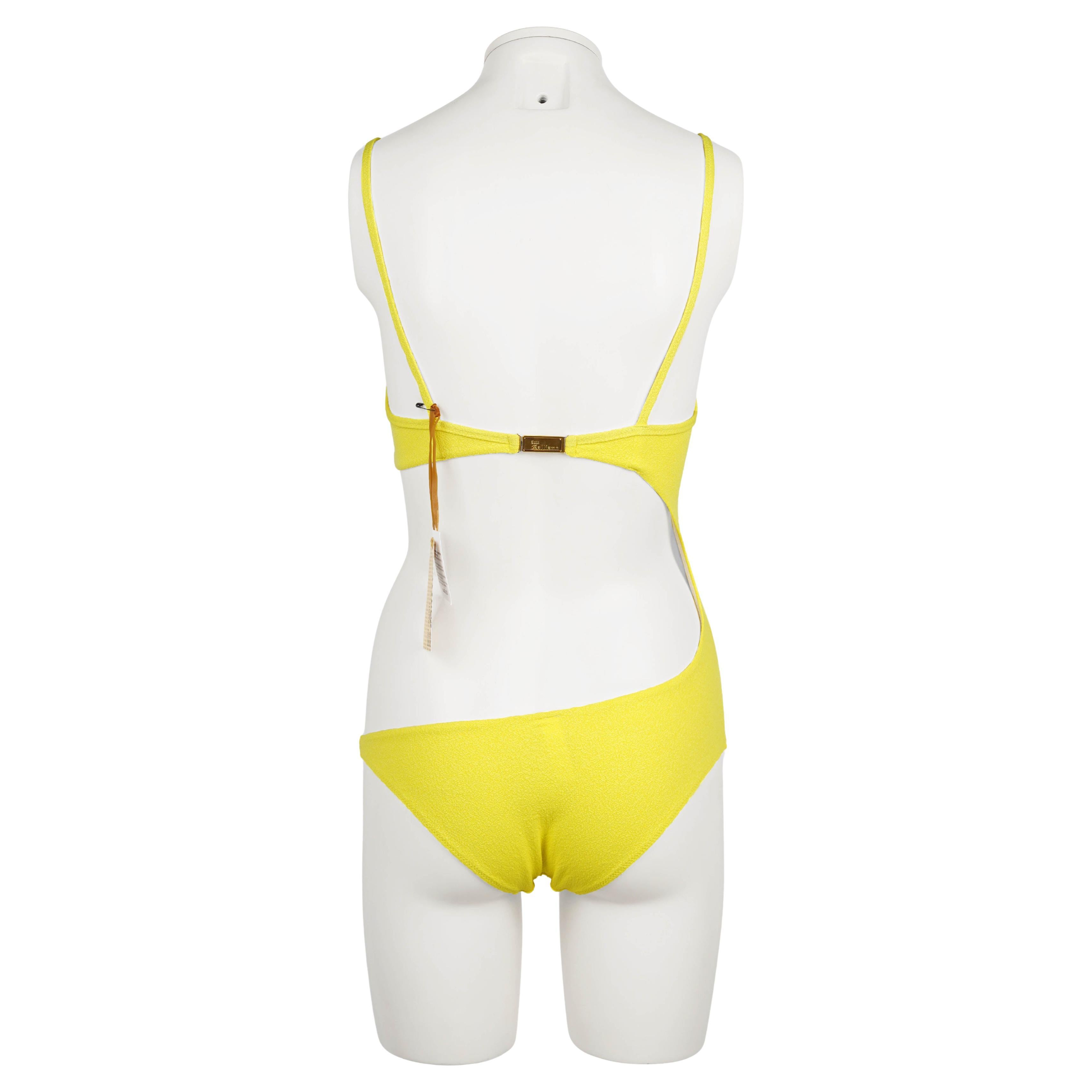 John Galliano - Costume da bagno monokini giallo P/E 2005 - Scaduto con cartellino in vendita 2