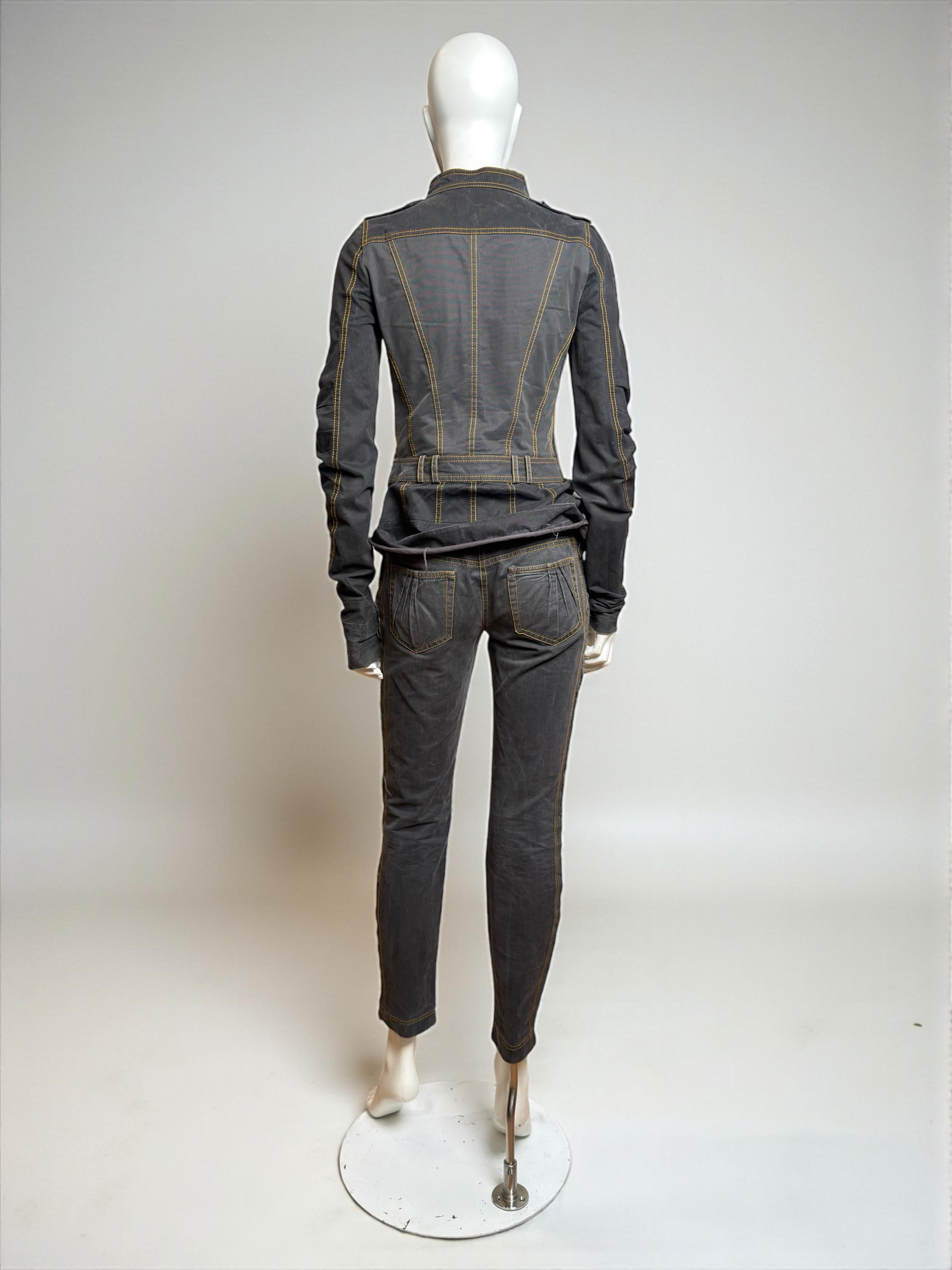 John Galliano Pasarela S/S 2006 Conjunto de chaqueta vaquera y tul, vaqueros y falda en venta 5