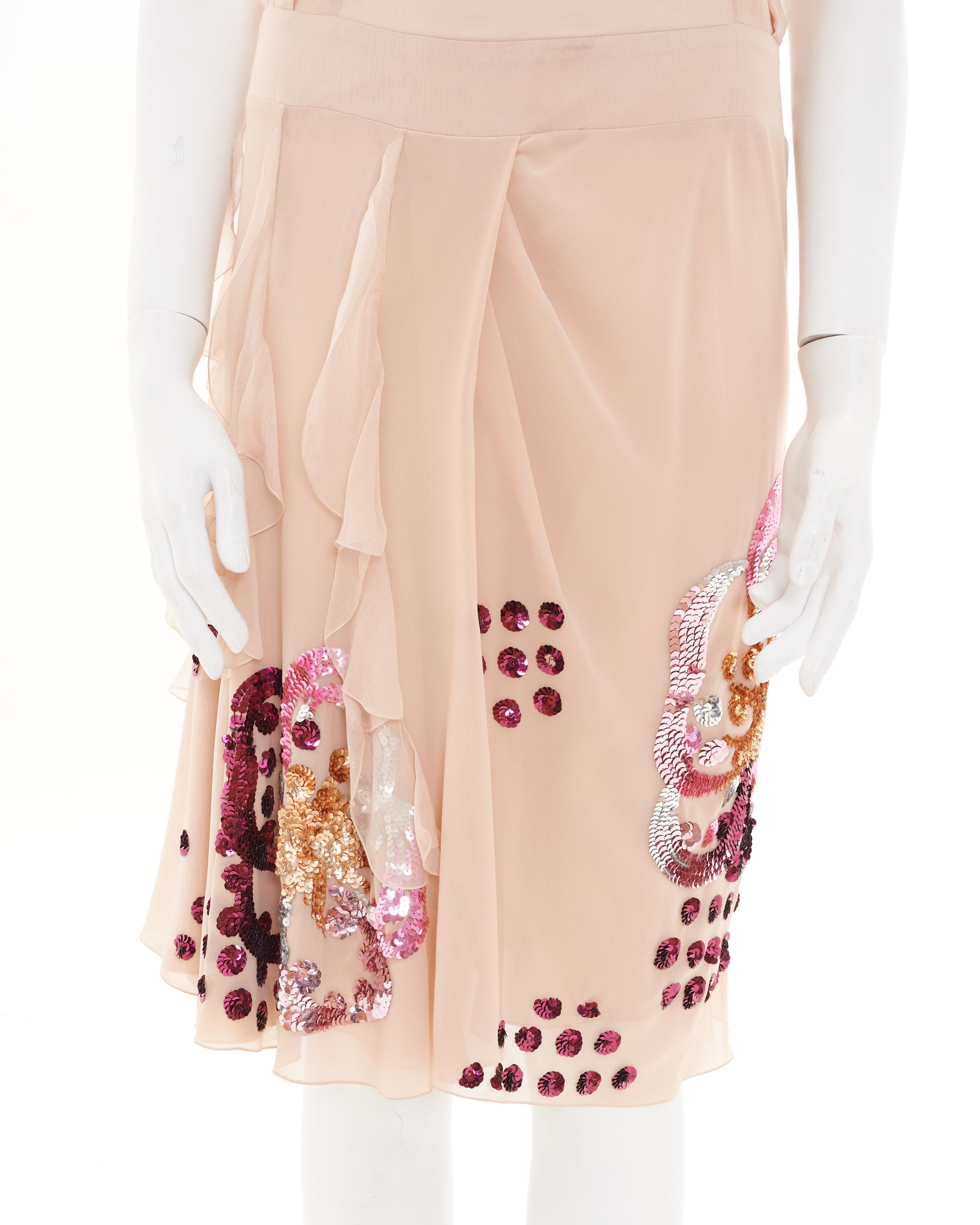 John Galliano S/S 2007 Pink sequined cocktail dress For Sale 7