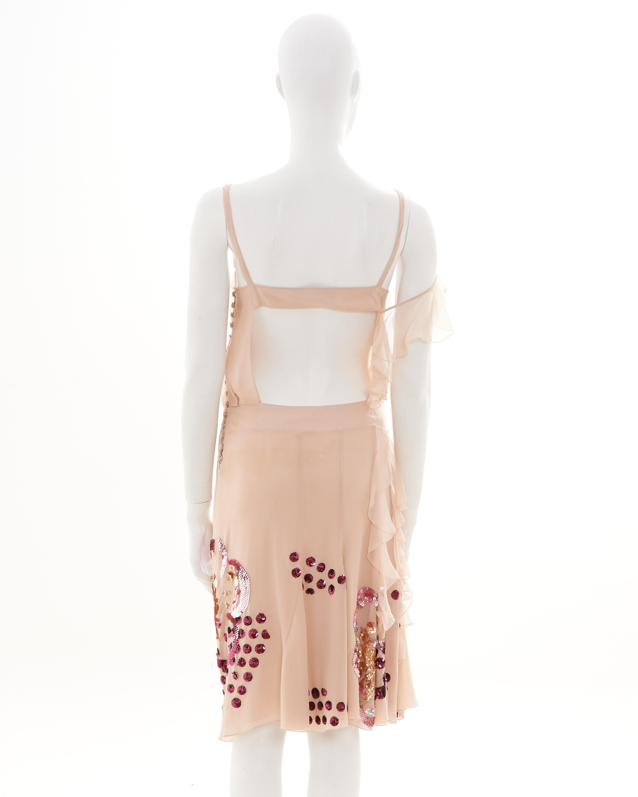 John Galliano S/S 2007 Pink sequined cocktail dress In Excellent Condition For Sale In Milano, IT