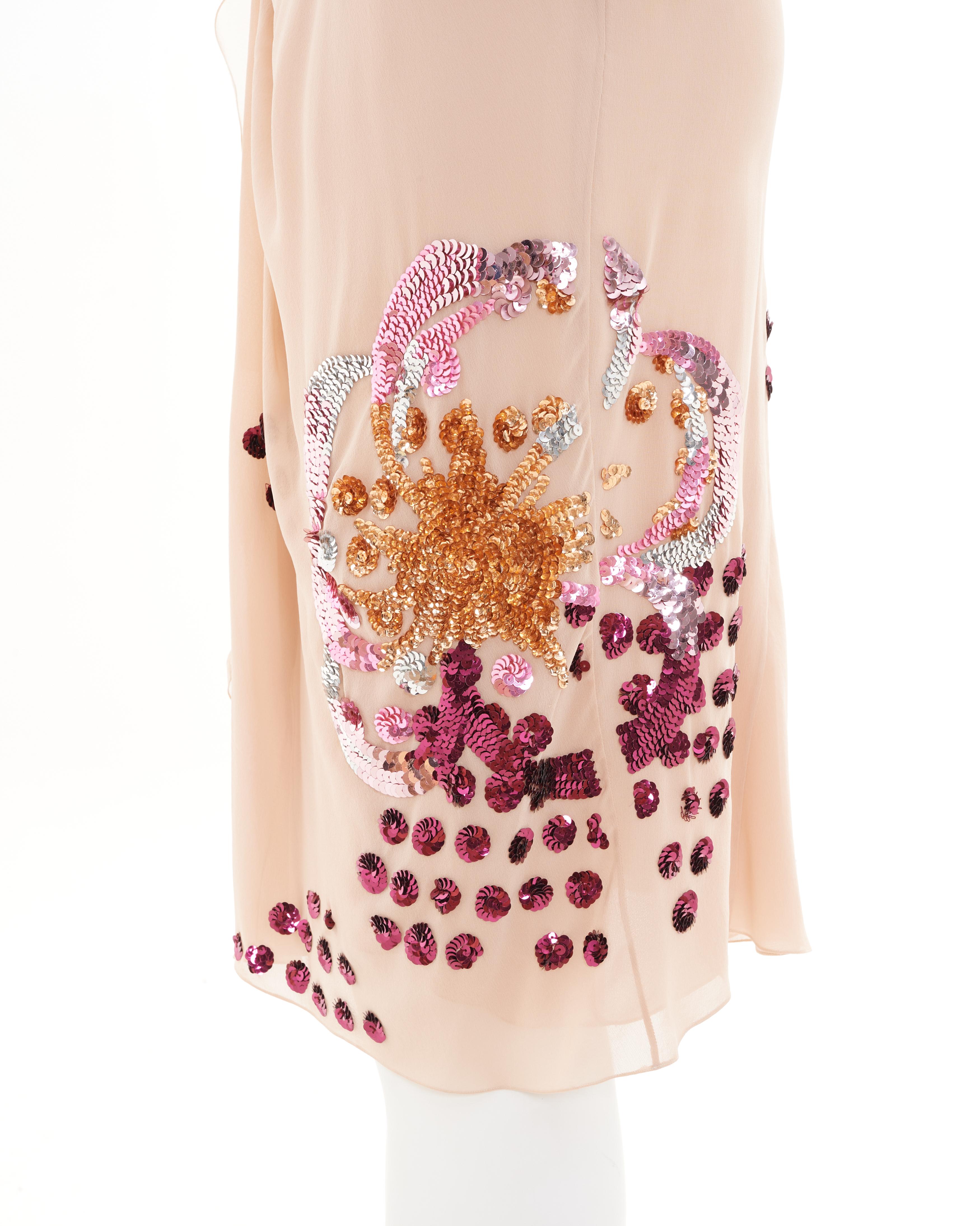 John Galliano S/S 2007 Pink sequined cocktail dress For Sale 4