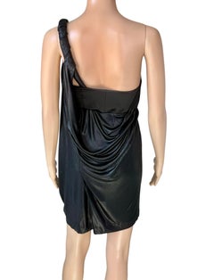 John Galliano S/S 2007 Runway Bustier Wet Look Metallic Draped Mini Dress