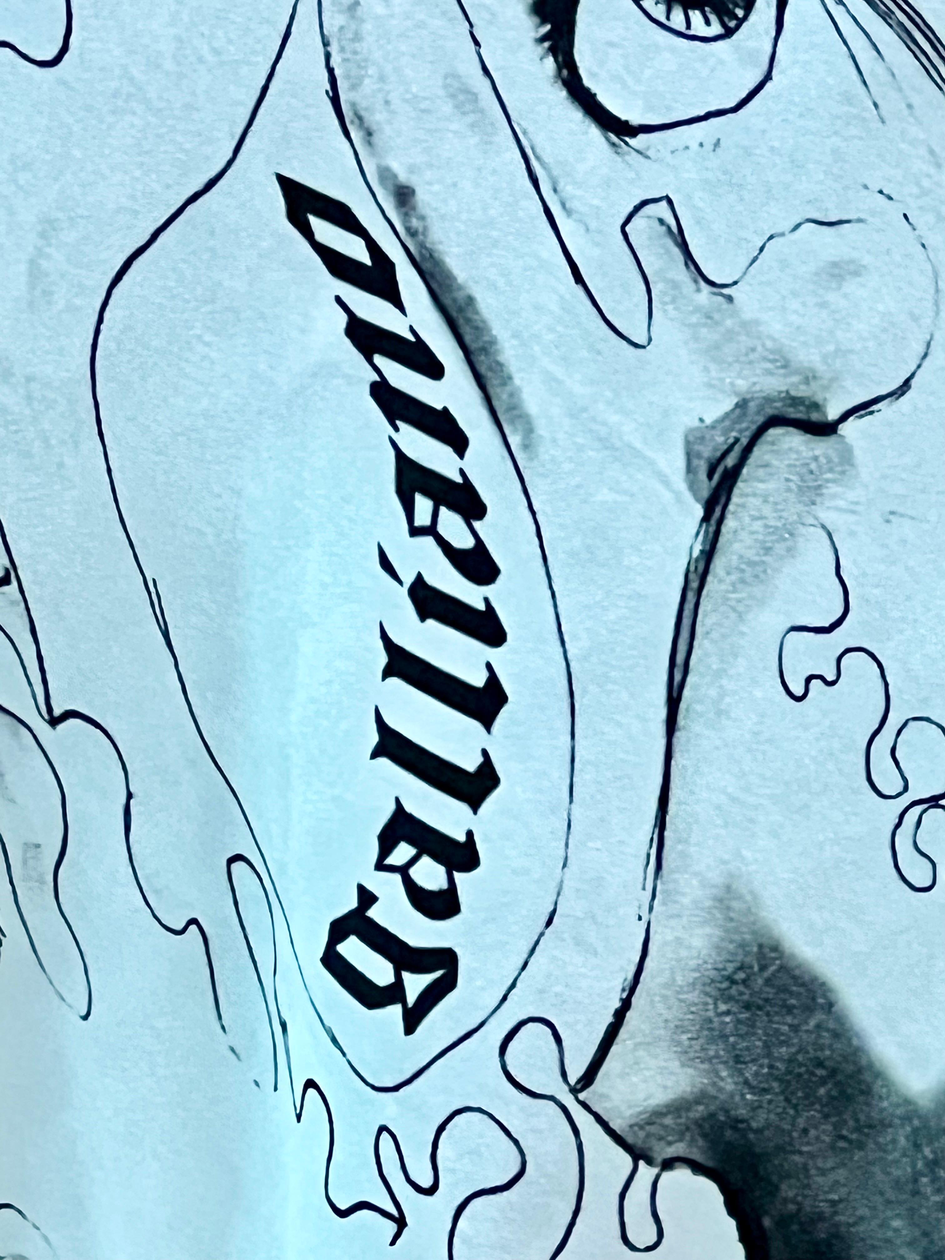 John Galliano S 2007 Ungetragenes Seidenabendkleid mit Zeitungsdruck und Logo Gazette im Angebot 5