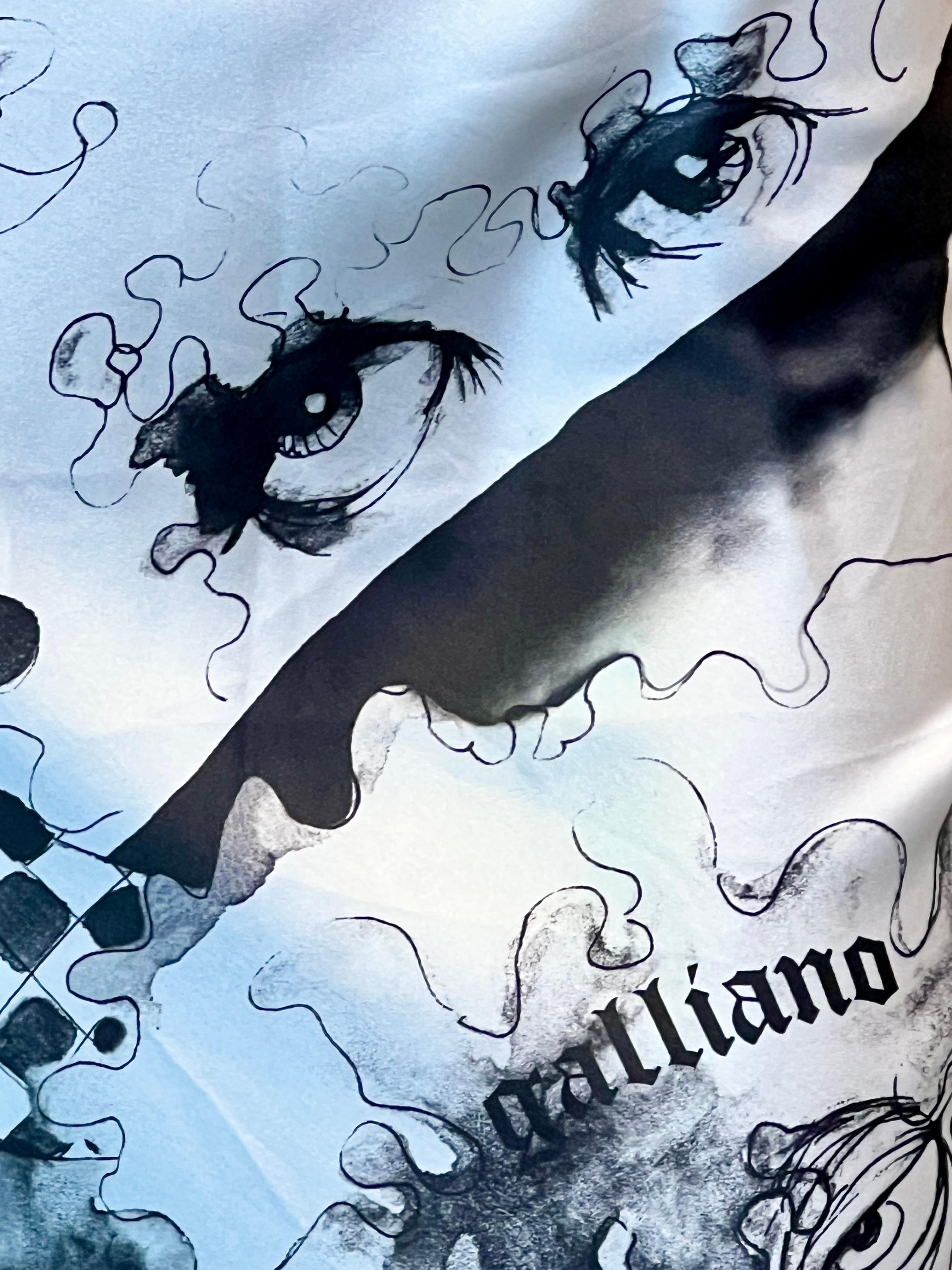 John Galliano S 2007 Ungetragenes Seidenabendkleid mit Zeitungsdruck und Logo Gazette im Angebot 6