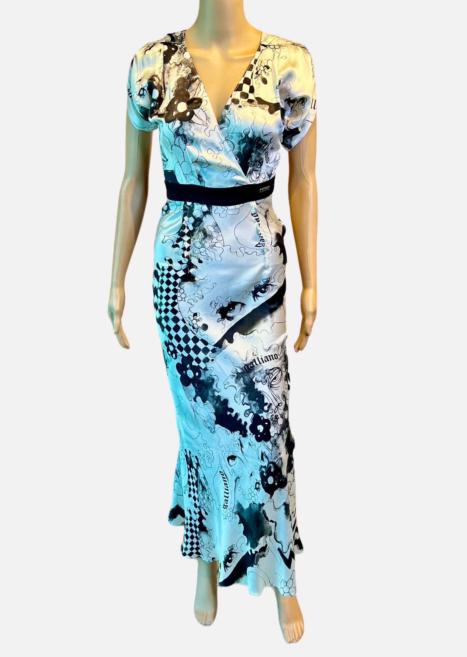 John Galliano S/S 2007 Unworn Logo Gazette Newspaper Print Silk Evening Dress Gown FR 38

Condition: New with Tags