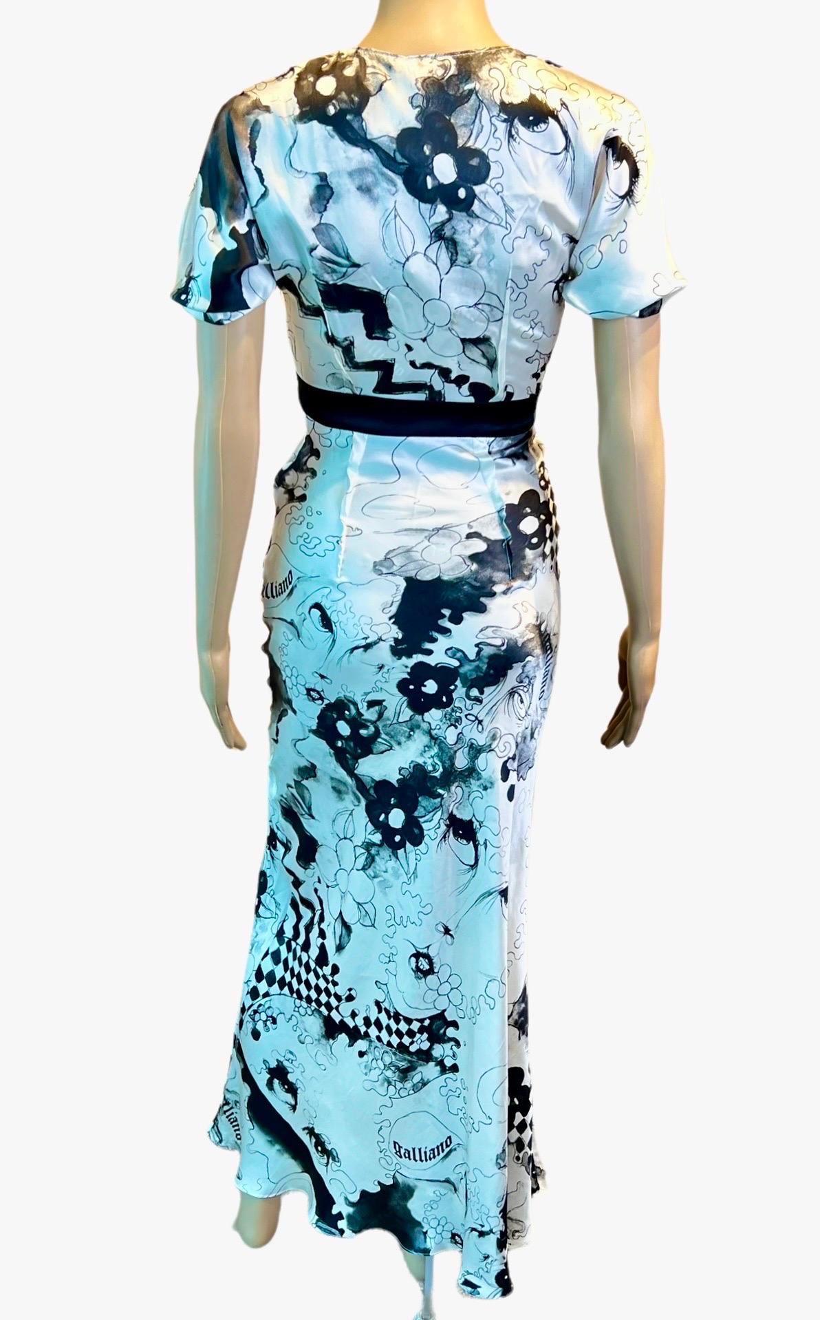 Women's or Men's John Galliano S/S 2007 Unworn Logo Gazette Newspaper Print Silk Evening Dress