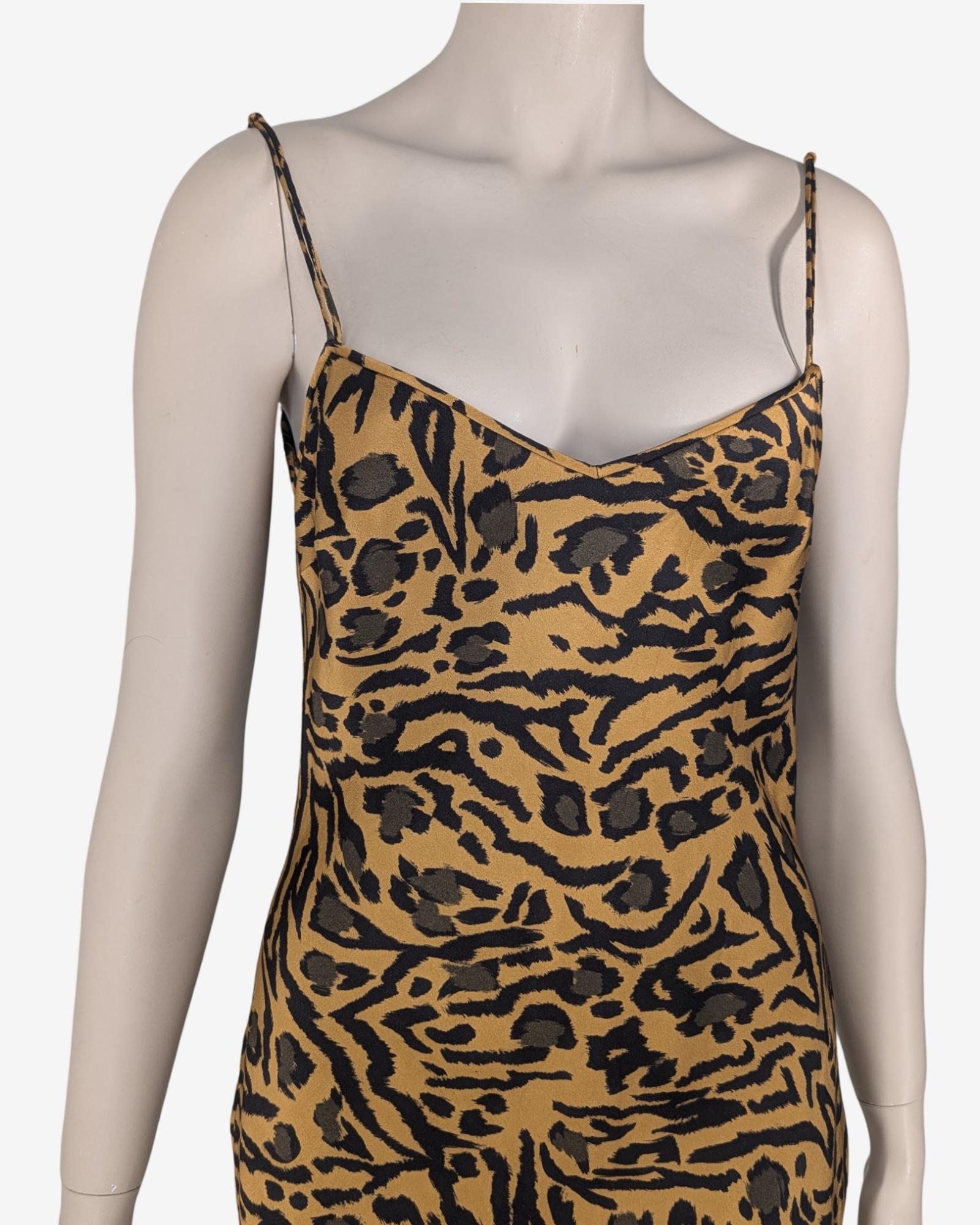 John Galliano S/S2018 Cheetah Silk Dress Maxi Length For Sale 6
