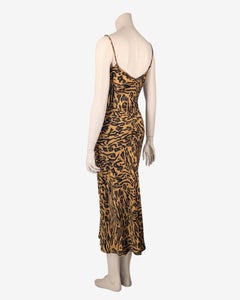 John Galliano S/S2018 Cheetah Silk Dress Maxi Length