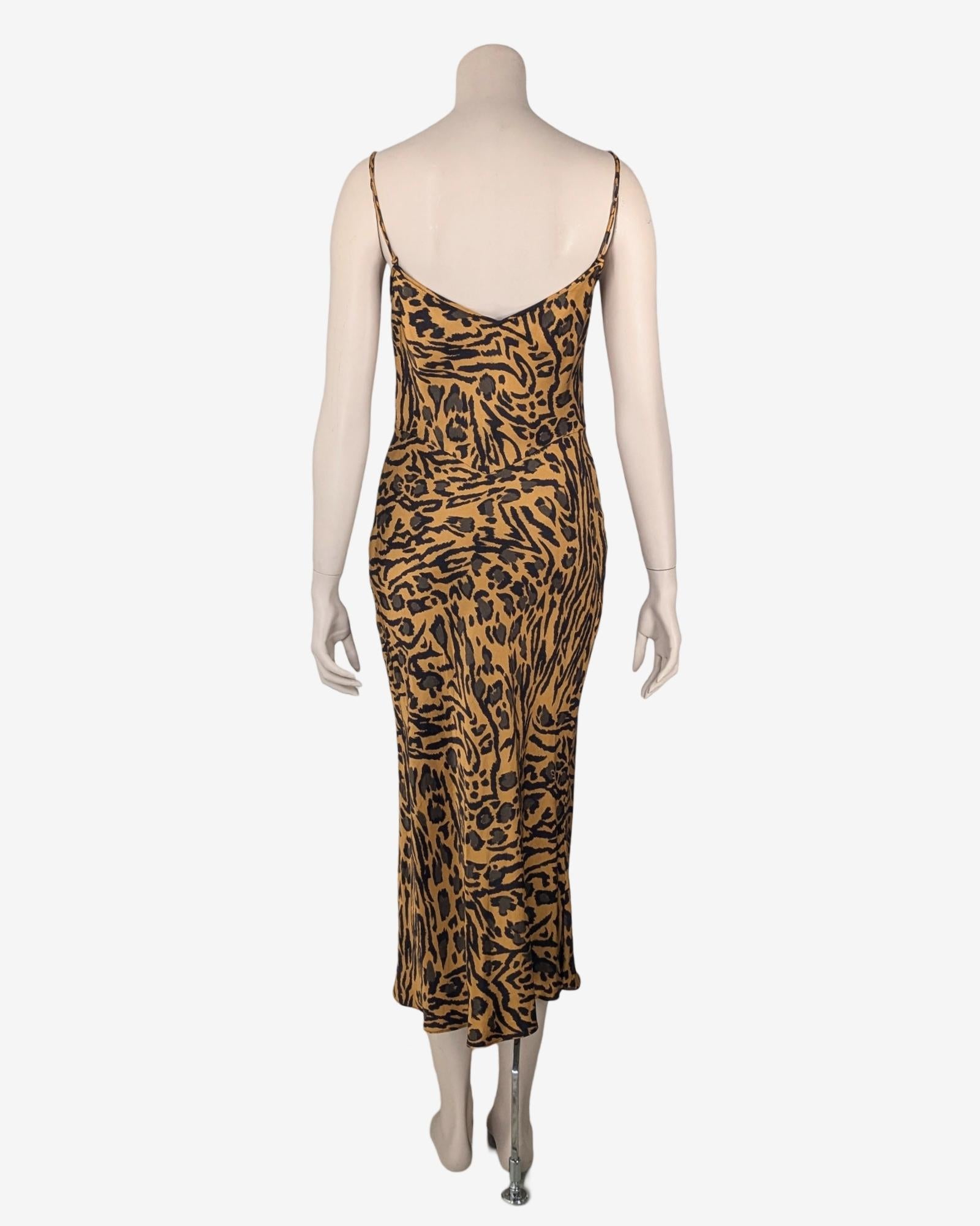 John Galliano S/S2018 Cheetah Silk Dress Maxi Length In Excellent Condition For Sale In GOUVIEUX, FR