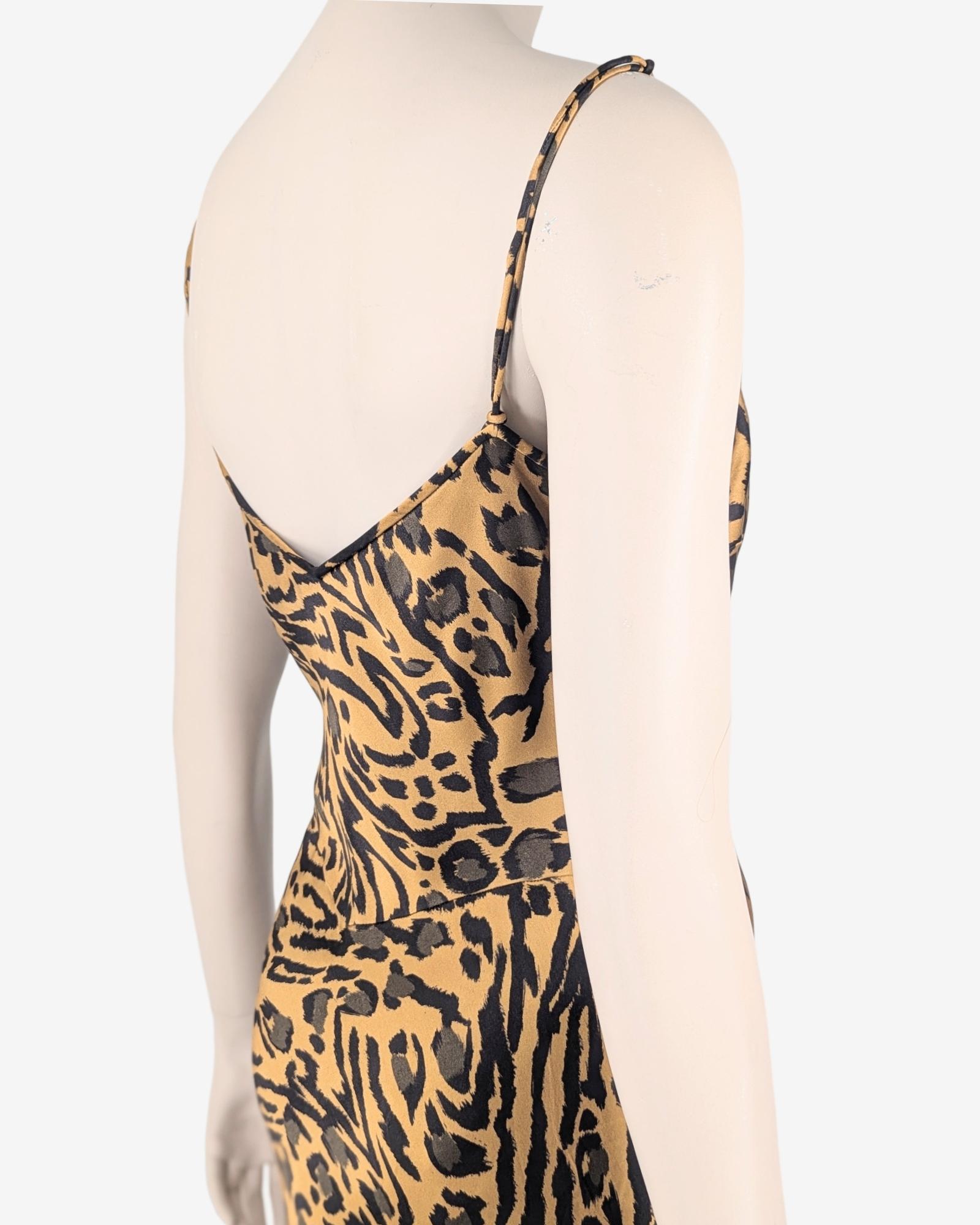 John Galliano S/S2018 Cheetah Silk Dress Maxi Length For Sale 1