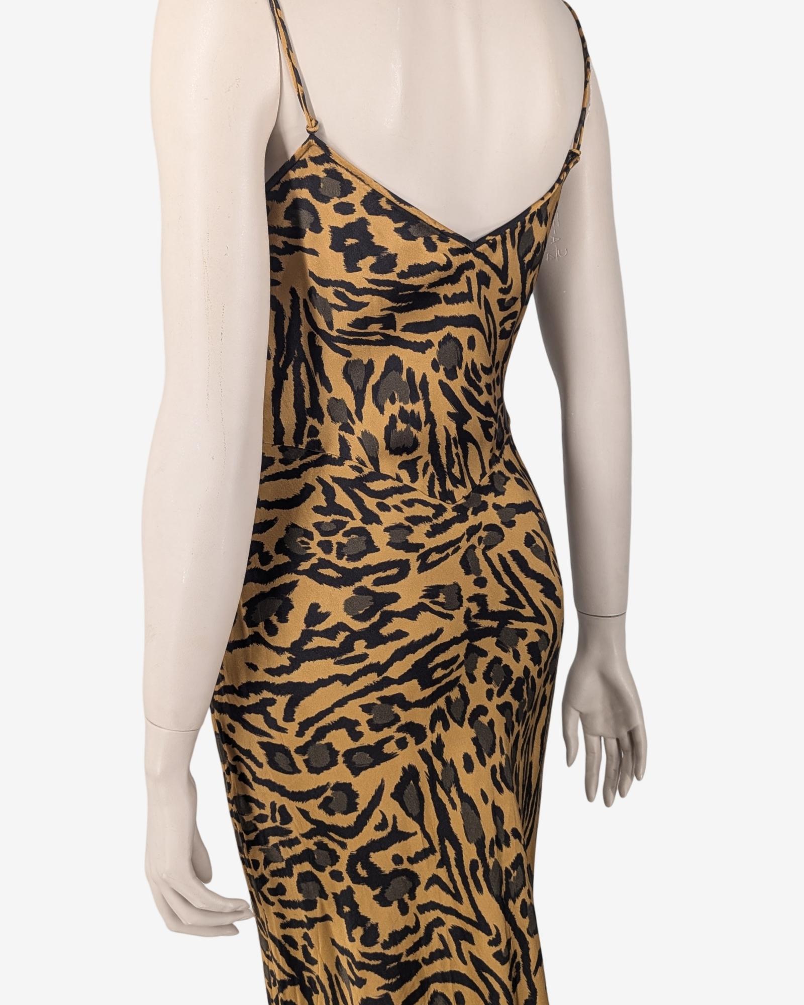 John Galliano S/S2018 Cheetah Silk Dress Maxi Length For Sale 2