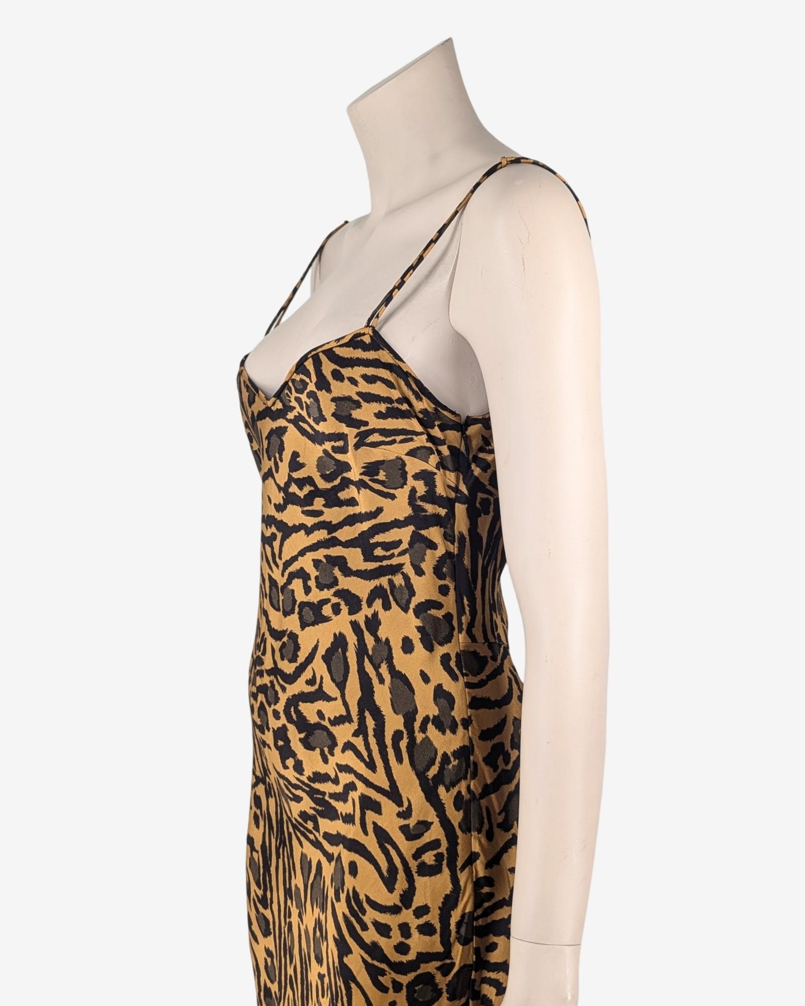 John Galliano S/S2018 Cheetah Silk Dress Maxi Length For Sale 4