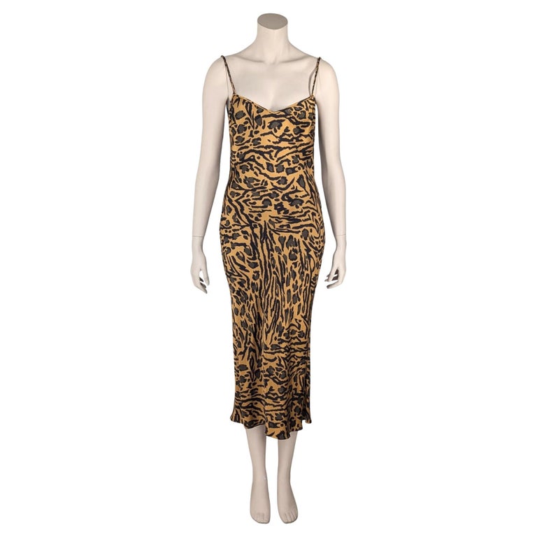 John Galliano S/s2018 Cheetah Silk Dress Maxi Length
