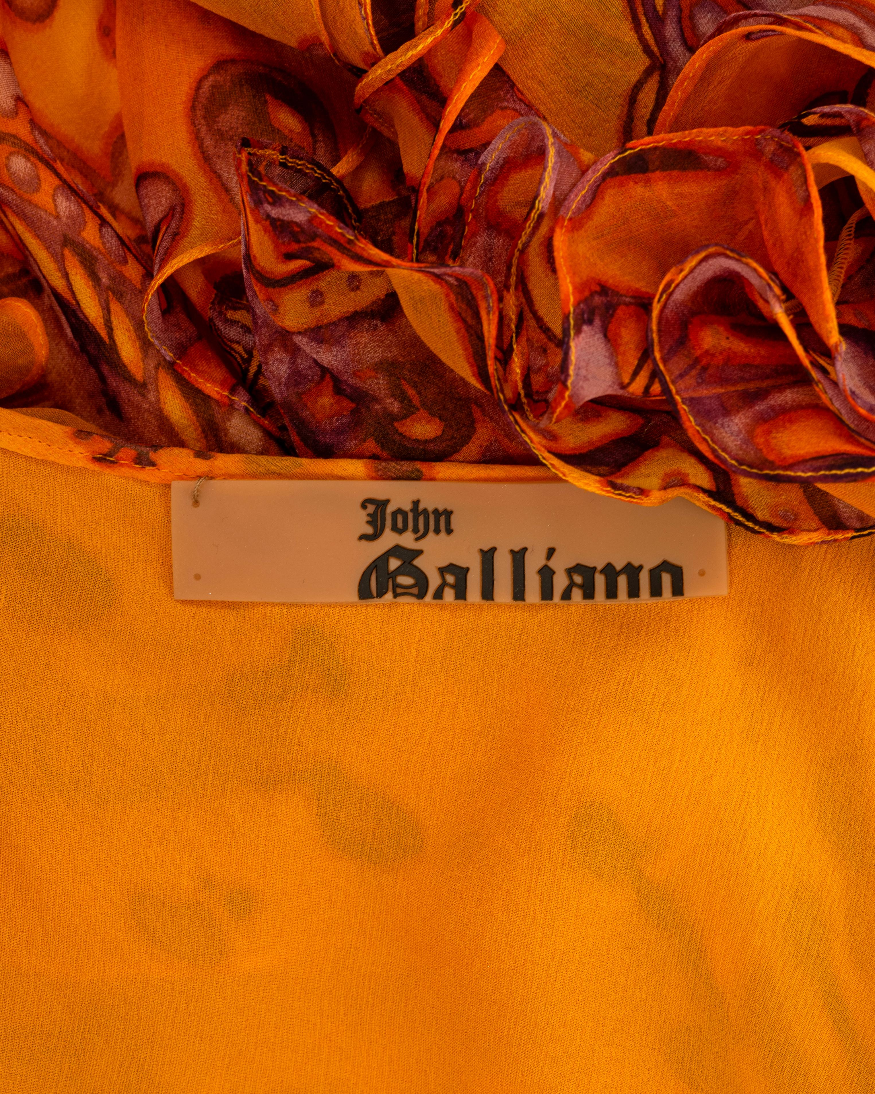 John Galliano saffron batik dyed paisley printed silk evening dress, ss 2003 For Sale 10