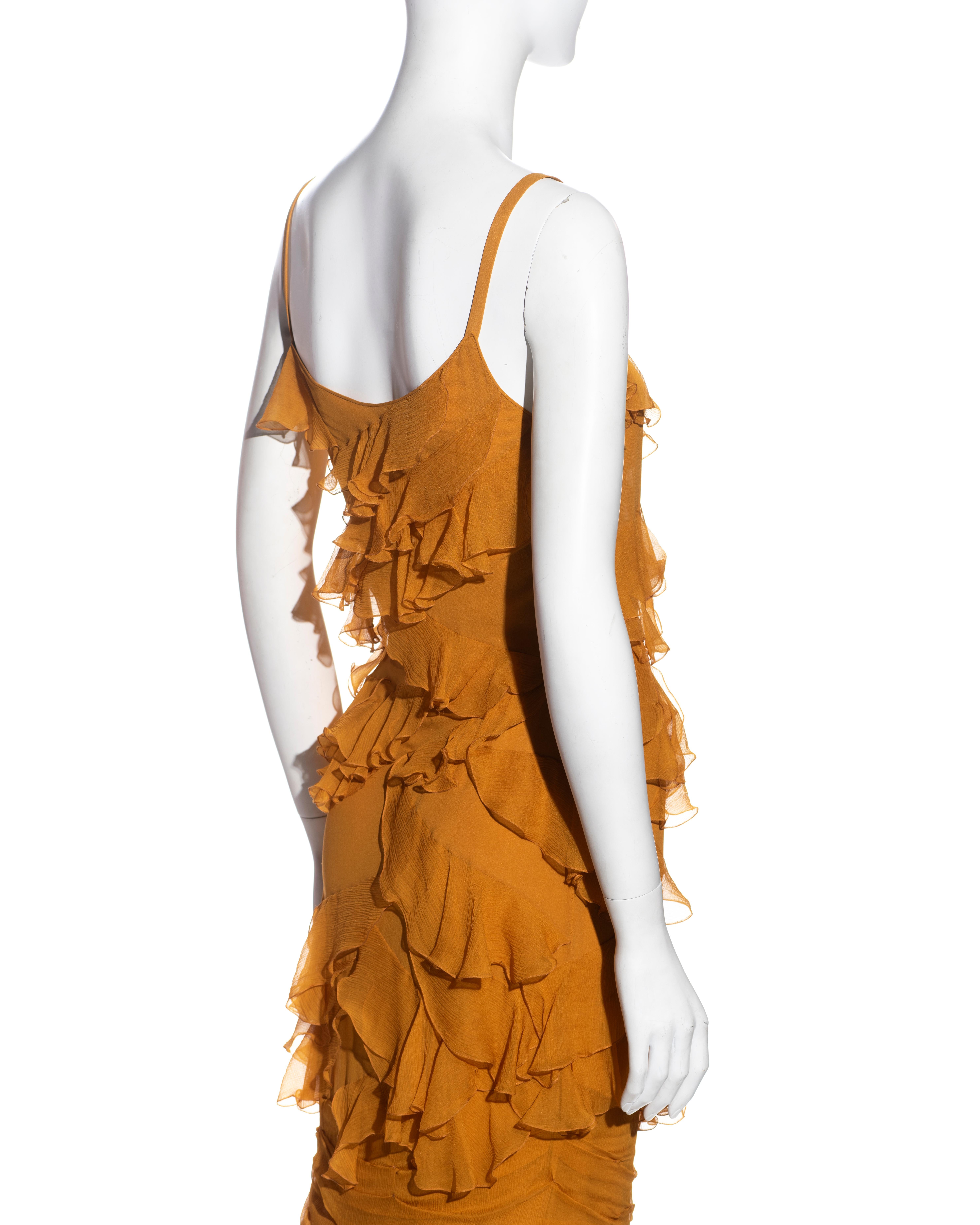 John Galliano saffron silk chiffon ruffled evening dress, ss 2005 2
