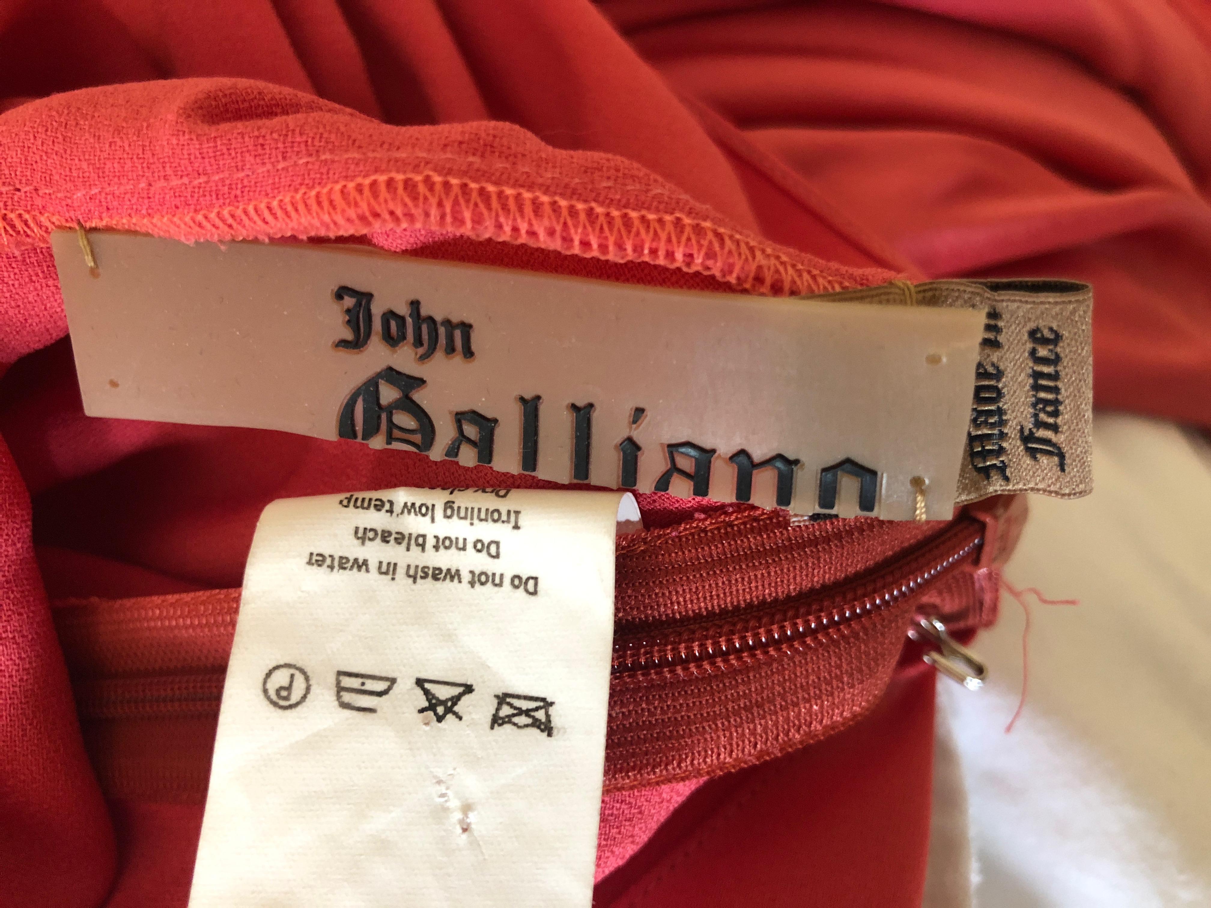 John Galliano Salmon Color Dramatic Bias Cut Evening Dress Spring 2002 For Sale 3