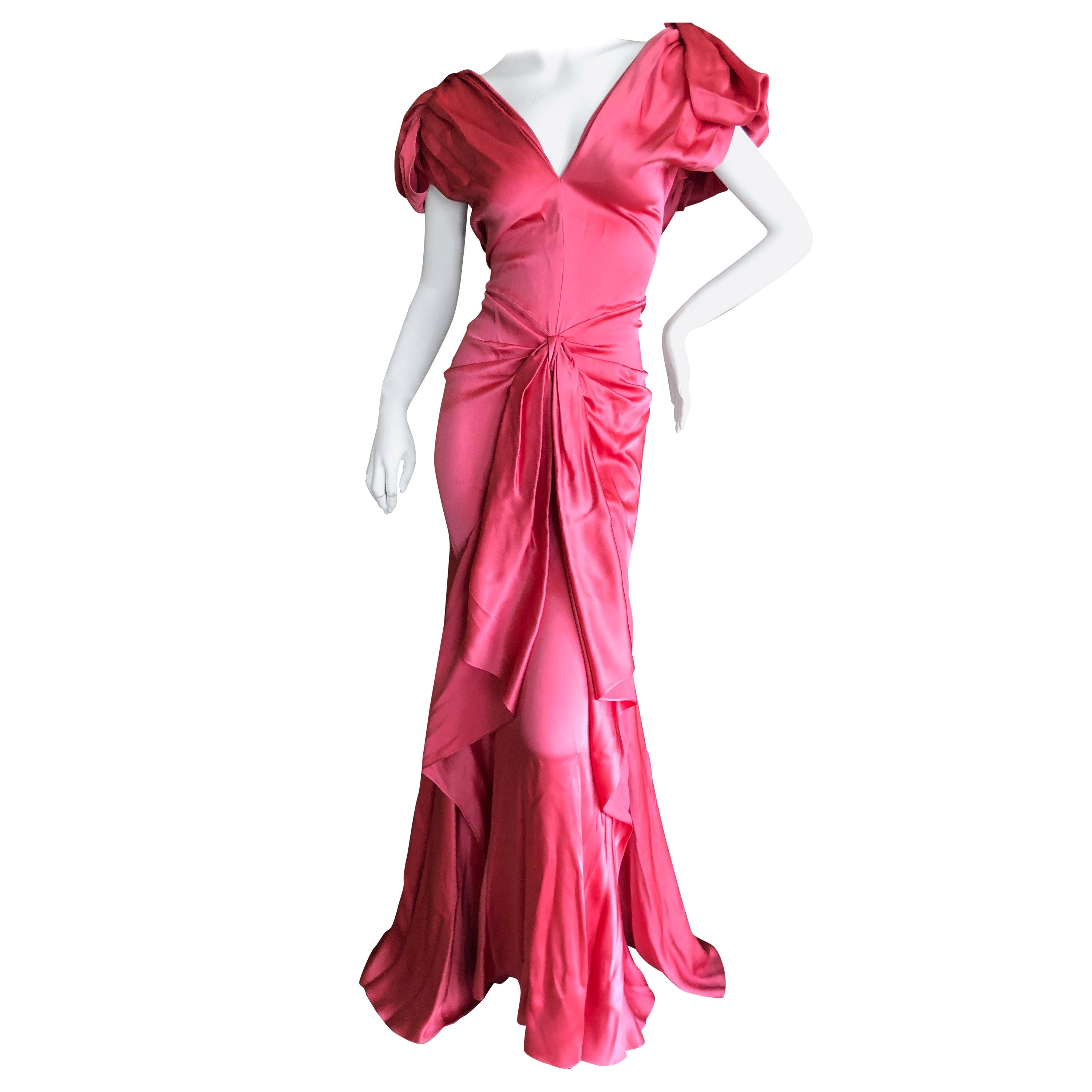 John Galliano Salmon Color Dramatic Bias Cut Evening Dress Spring 2002 For Sale