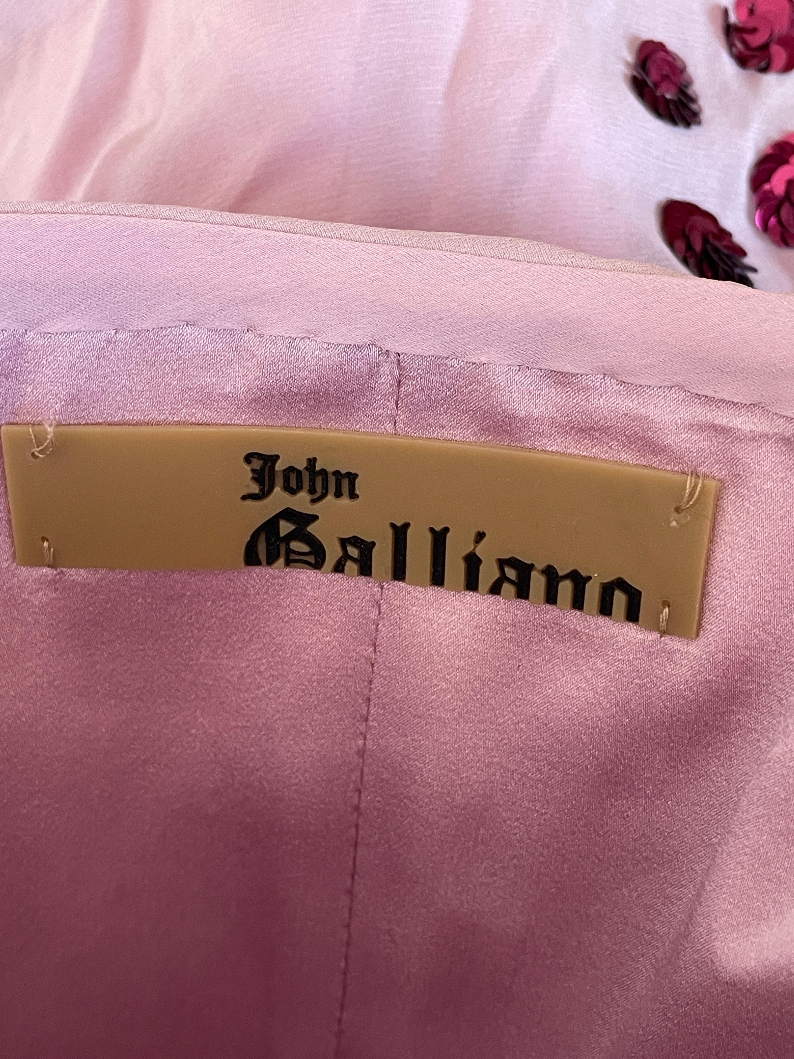 Women's John Galliano Sequin Spring 2007 Draped Pink Silk Cocktail Dress w Inner Corset For Sale