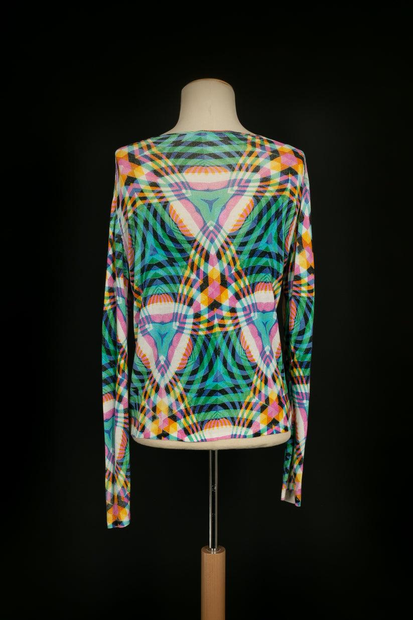 Gray John Galliano Set of a Top and Vest with Psychedelic Print For Sale