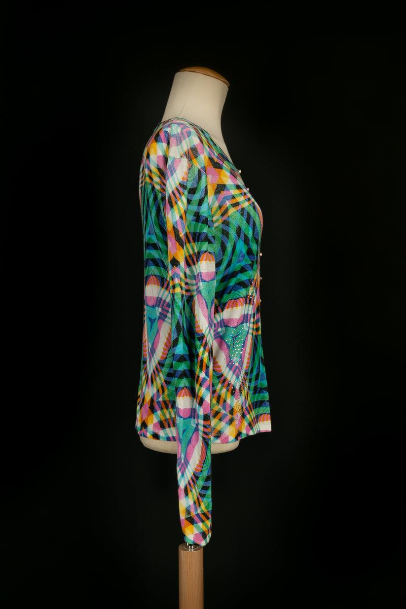 John Galliano Set of a Top and Vest with Psychedelic Print In Excellent Condition For Sale In SAINT-OUEN-SUR-SEINE, FR