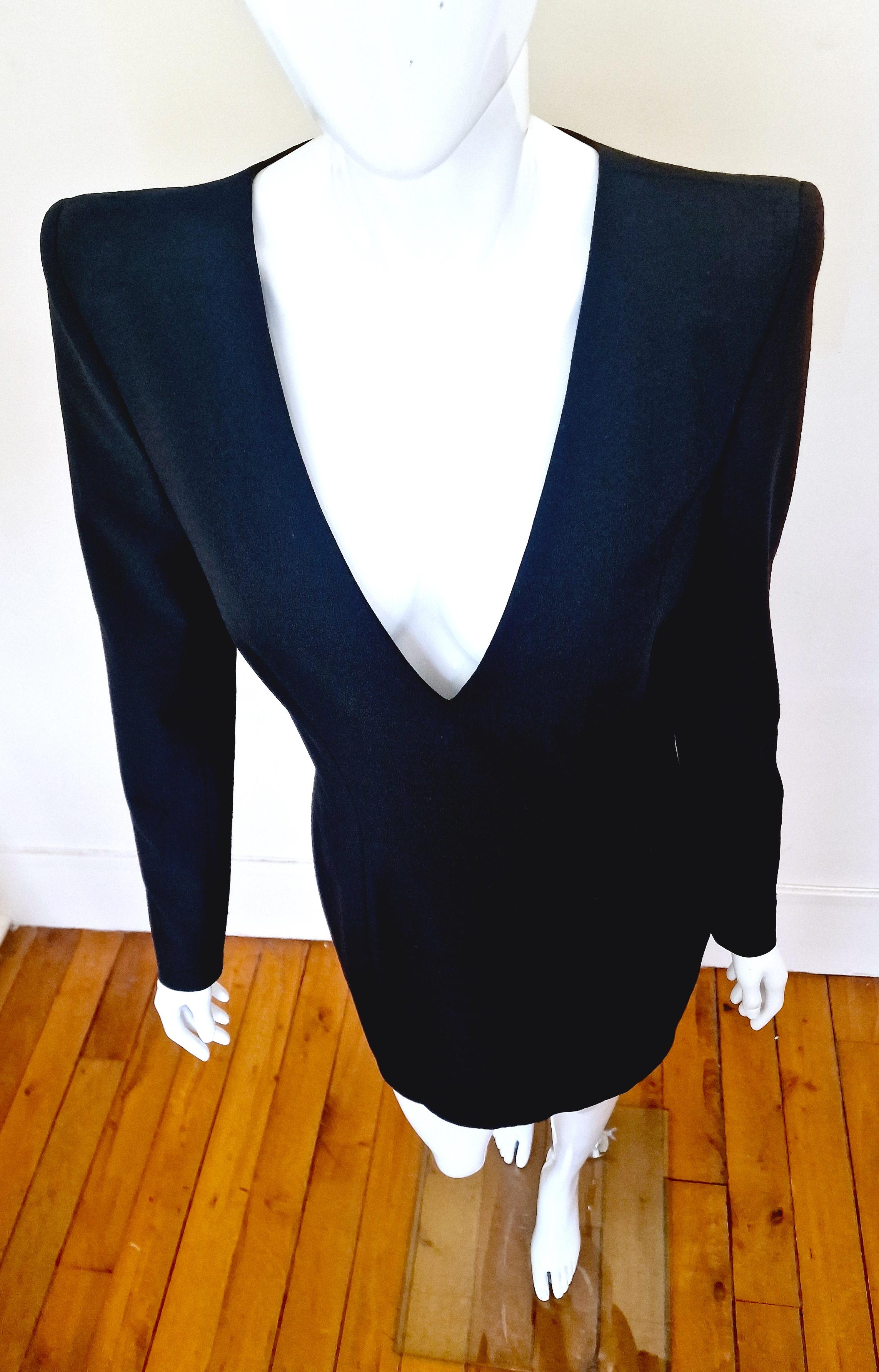 John Galliano Sharp Wide Shoulder Pads Vintage 90s Large Work Working Dress In Excellent Condition For Sale In PARIS, FR