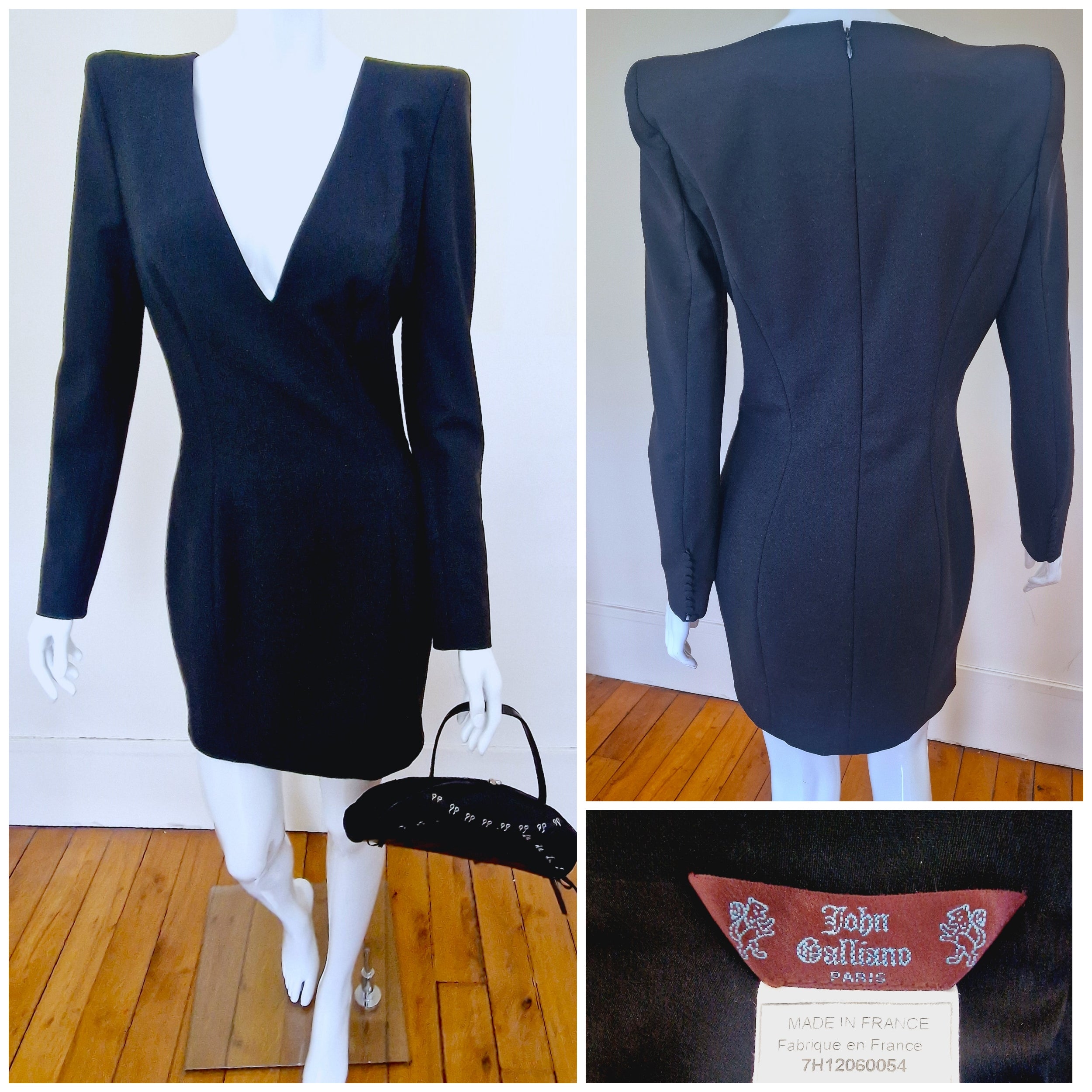 John Galliano - Grande robe de travail vintage des années 90 à épaules larges en vente