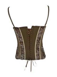 John Galliano Sheer Laced Boned Bustier Lace-Up Embroidered Corset