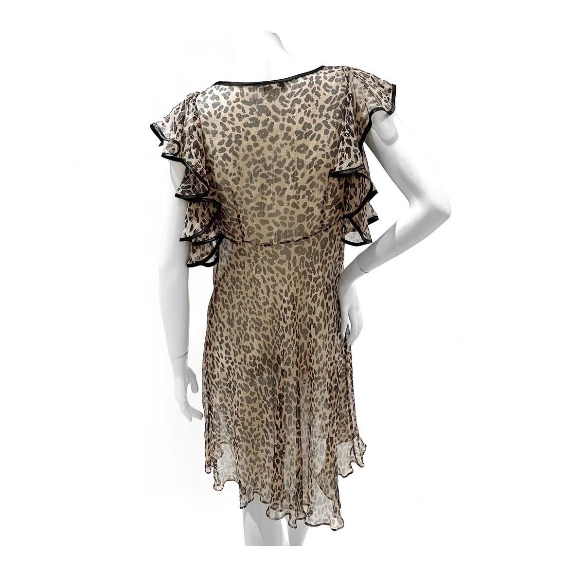 Vestido de volantes de leopardo de John Galliano Gris en venta