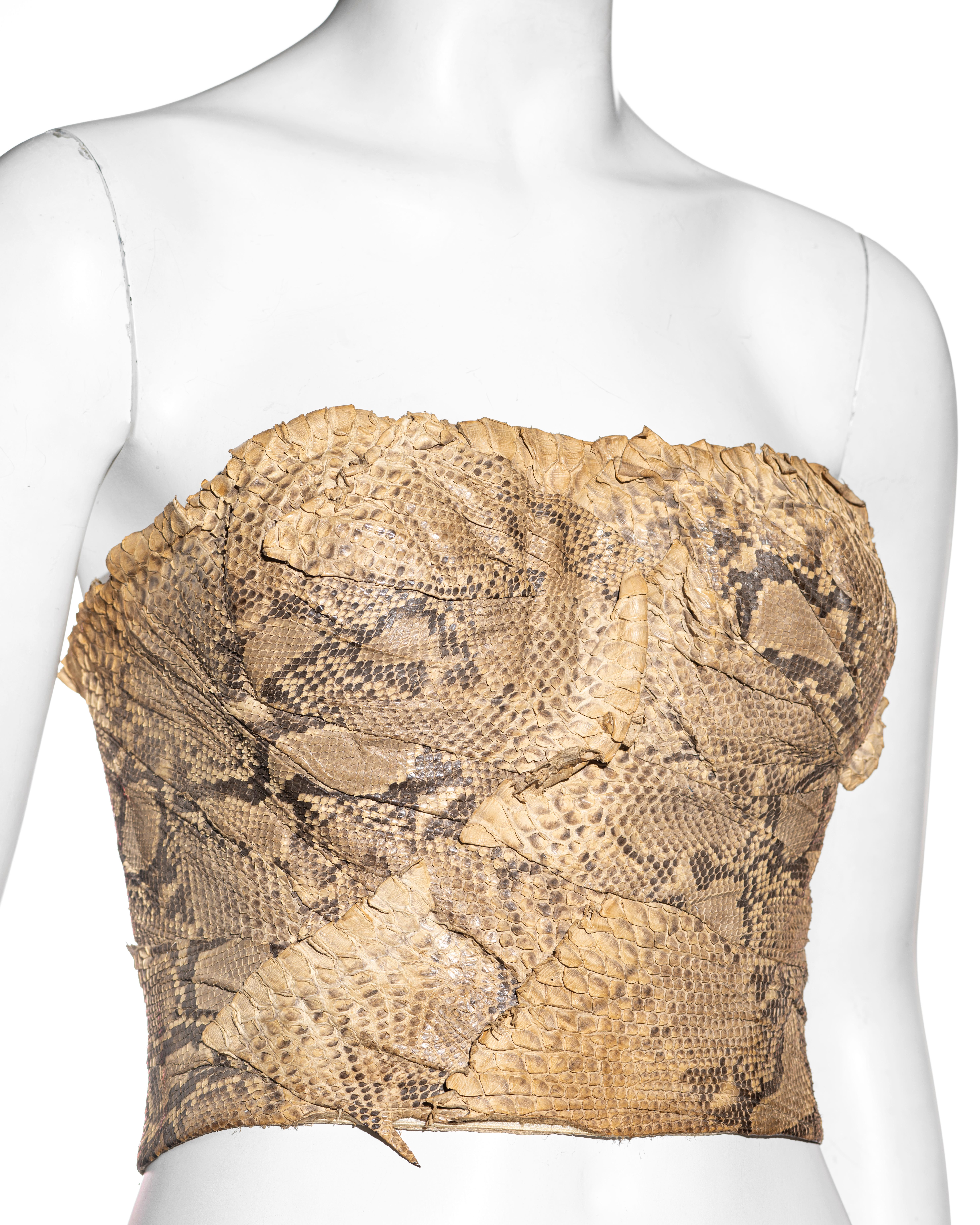 John Galliano shredded python corset and chenille skirt ensemble, fw 1995 1