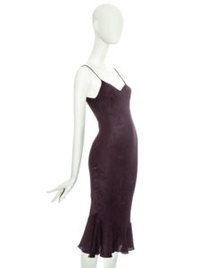 John Galliano silk brocade plum bias cut slip dress, ss 1998