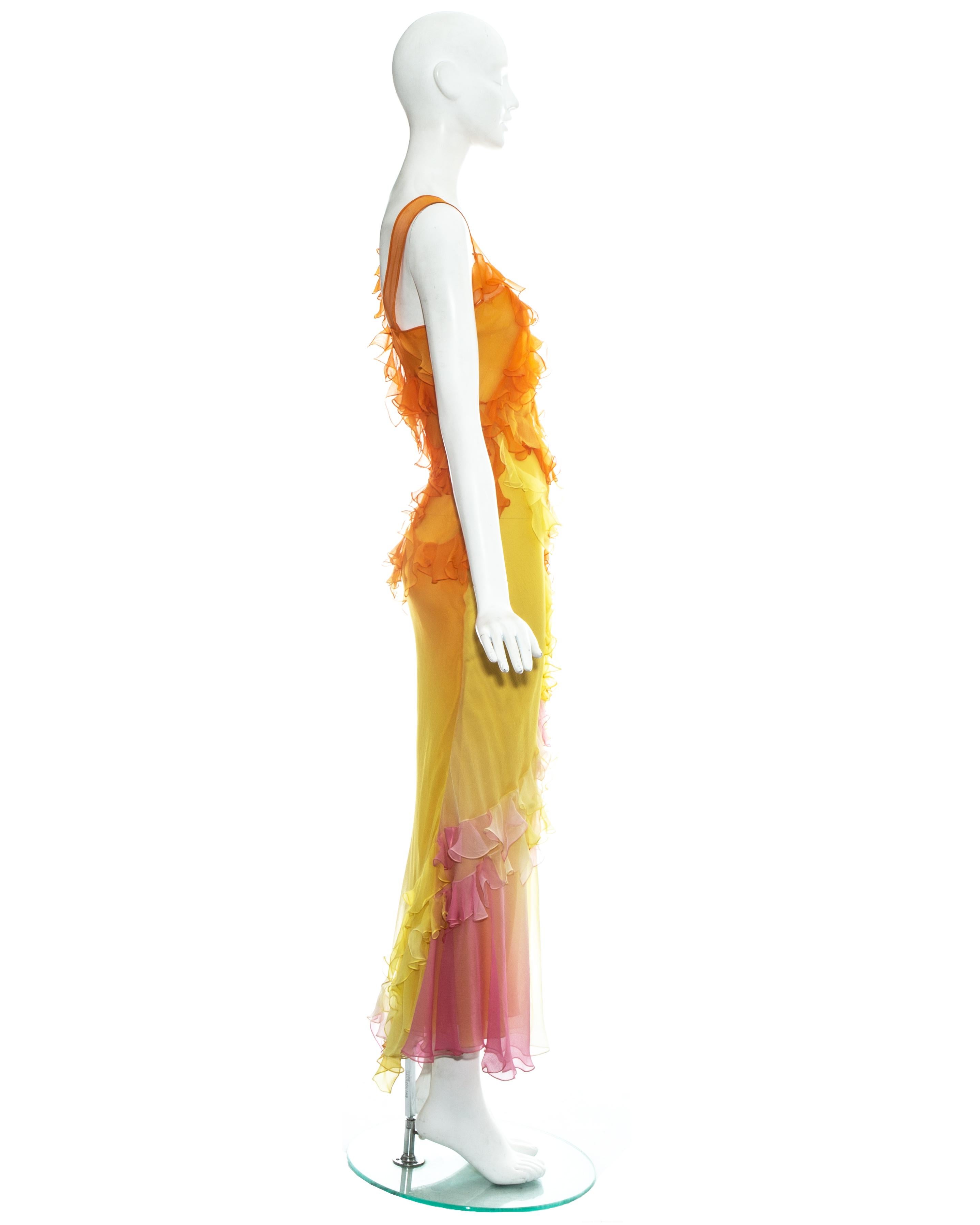 Women's John Galliano silk chiffon ruffled evening dress, ss 2005
