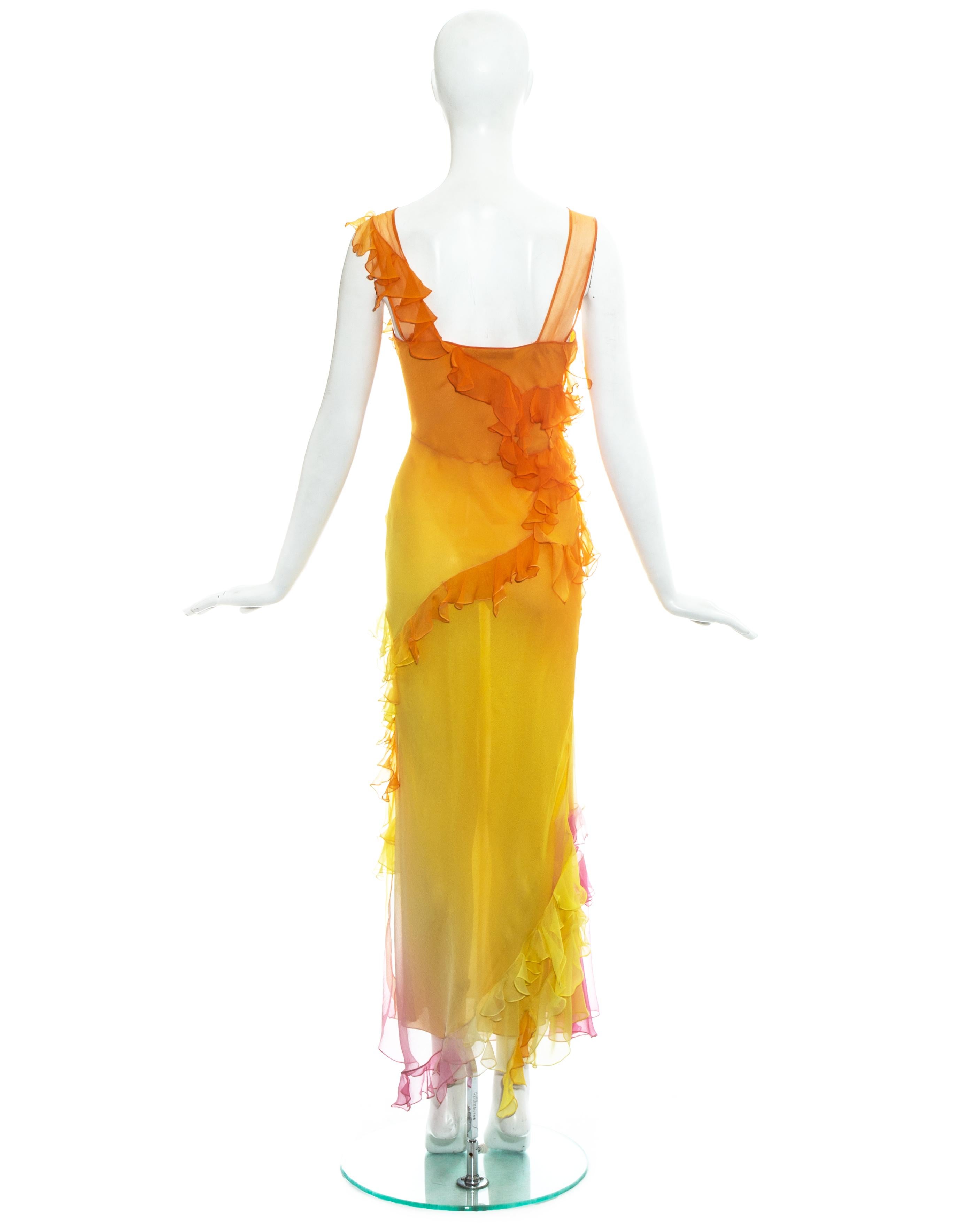 John Galliano silk chiffon ruffled evening dress, ss 2005 1