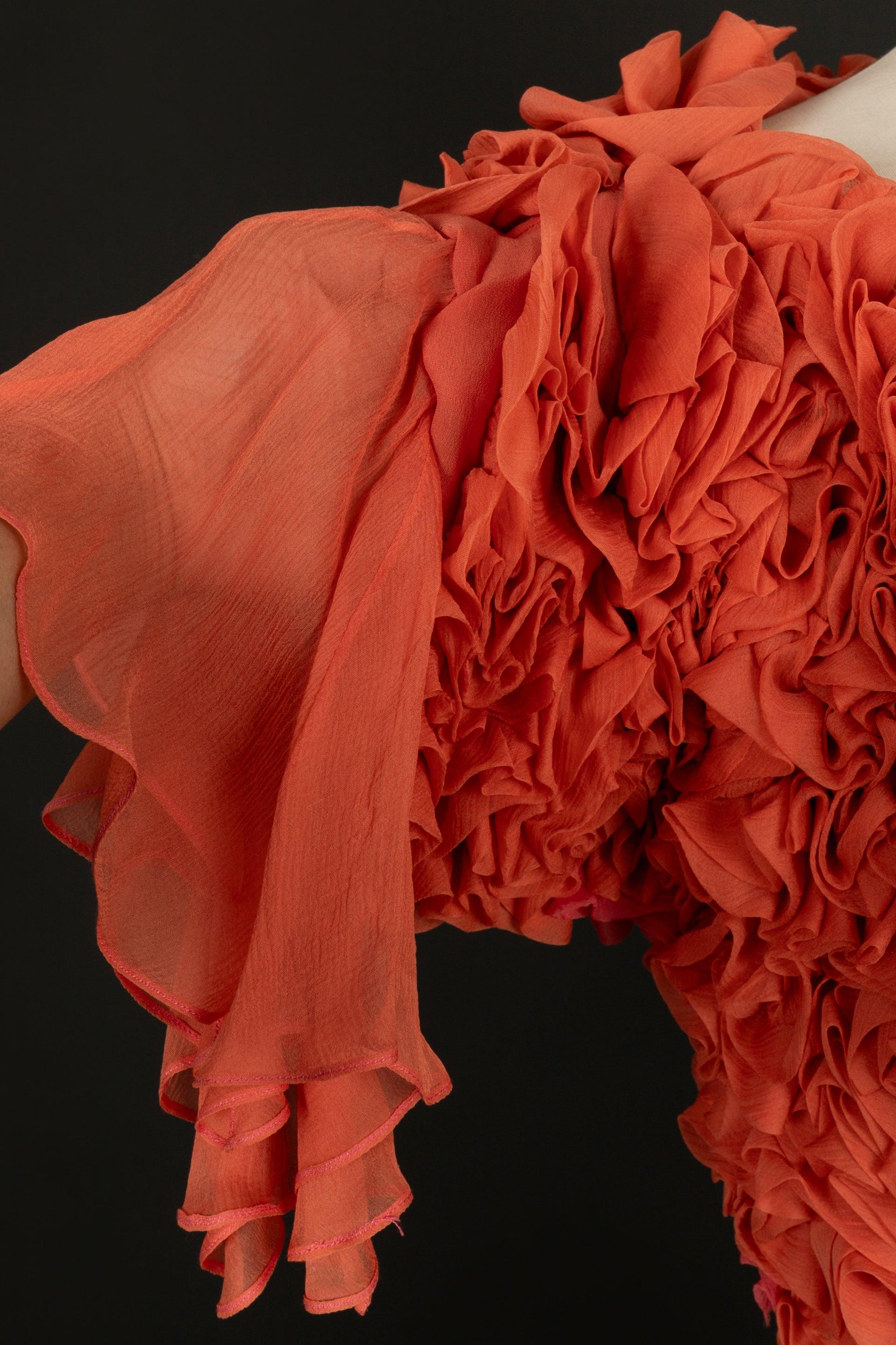 Donna John Galliano Bolero/Giacca in crepe di seta nei toni dell'arancio e del rosa in vendita