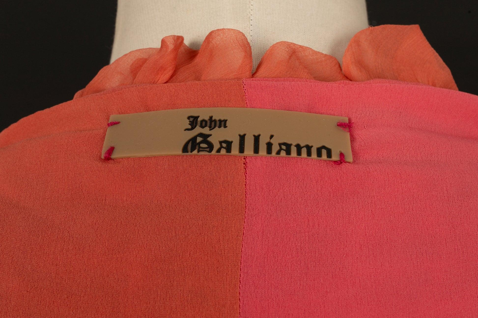 John Galliano Bolero/Giacca in crepe di seta nei toni dell'arancio e del rosa in vendita 1