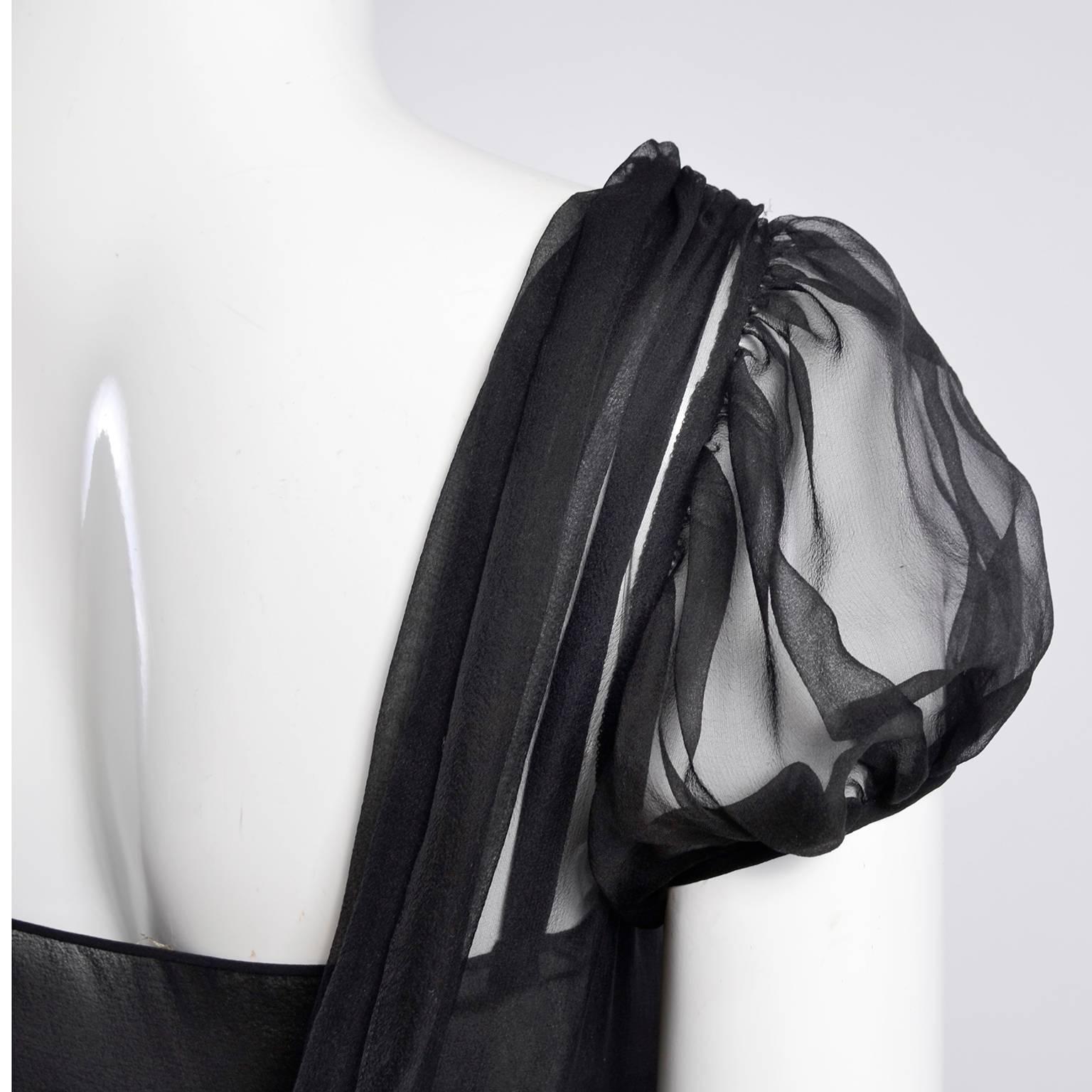 F/W 2006 John Galliano Black Sheer Silk Dress w/ Overlay  Renaissance Inspired 5