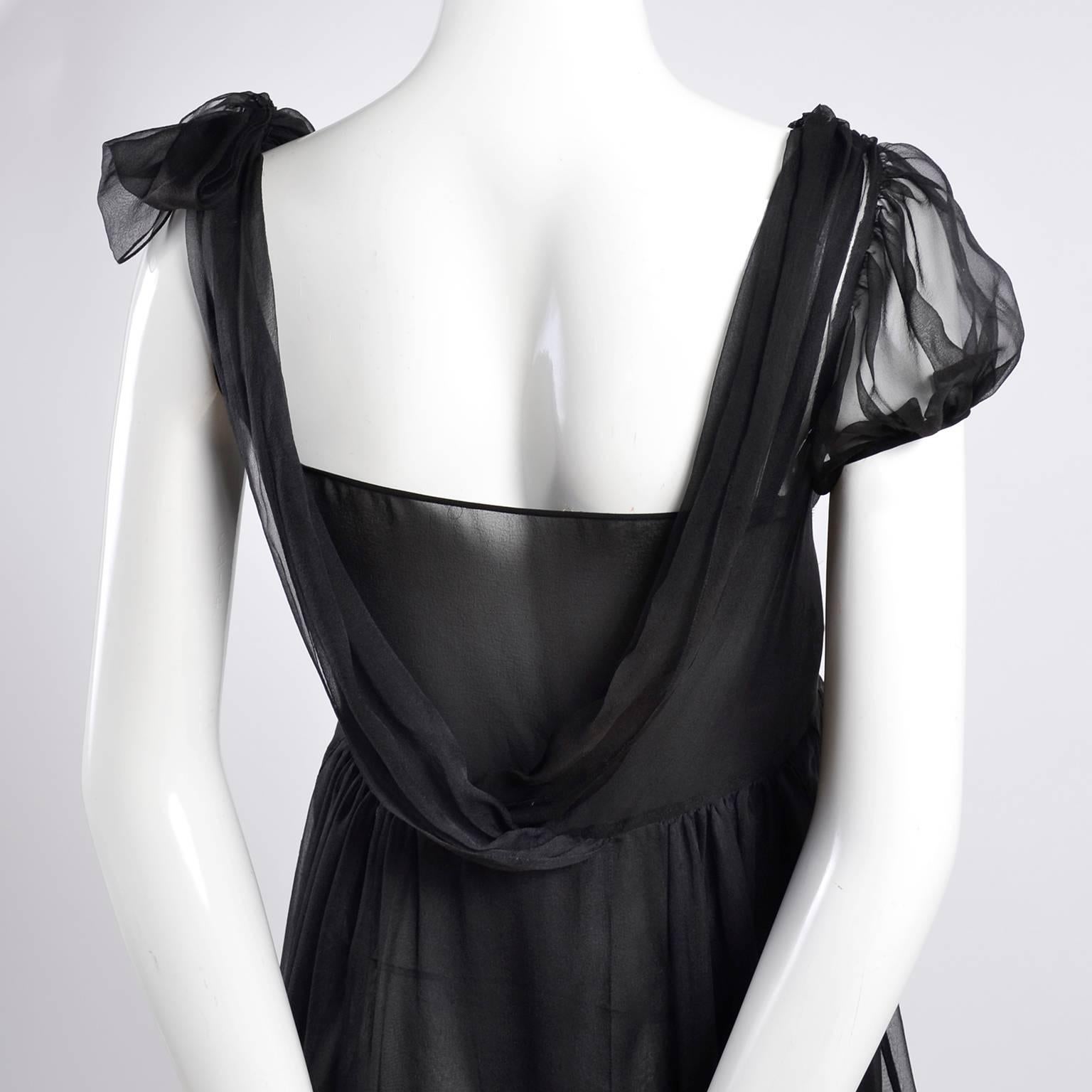 F/W 2006 John Galliano Black Sheer Silk Dress w/ Overlay  Renaissance Inspired 4