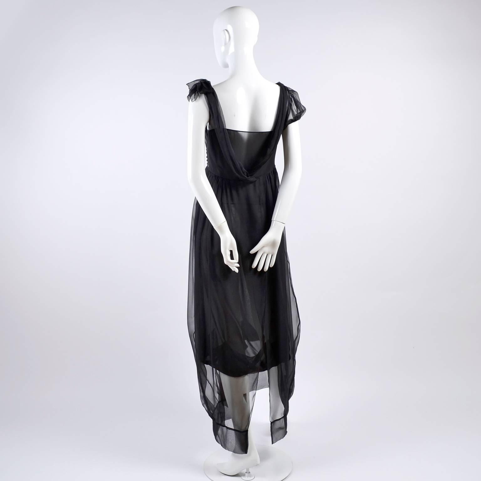 F/W 2006 John Galliano Black Sheer Silk Dress w/ Overlay  Renaissance Inspired 1