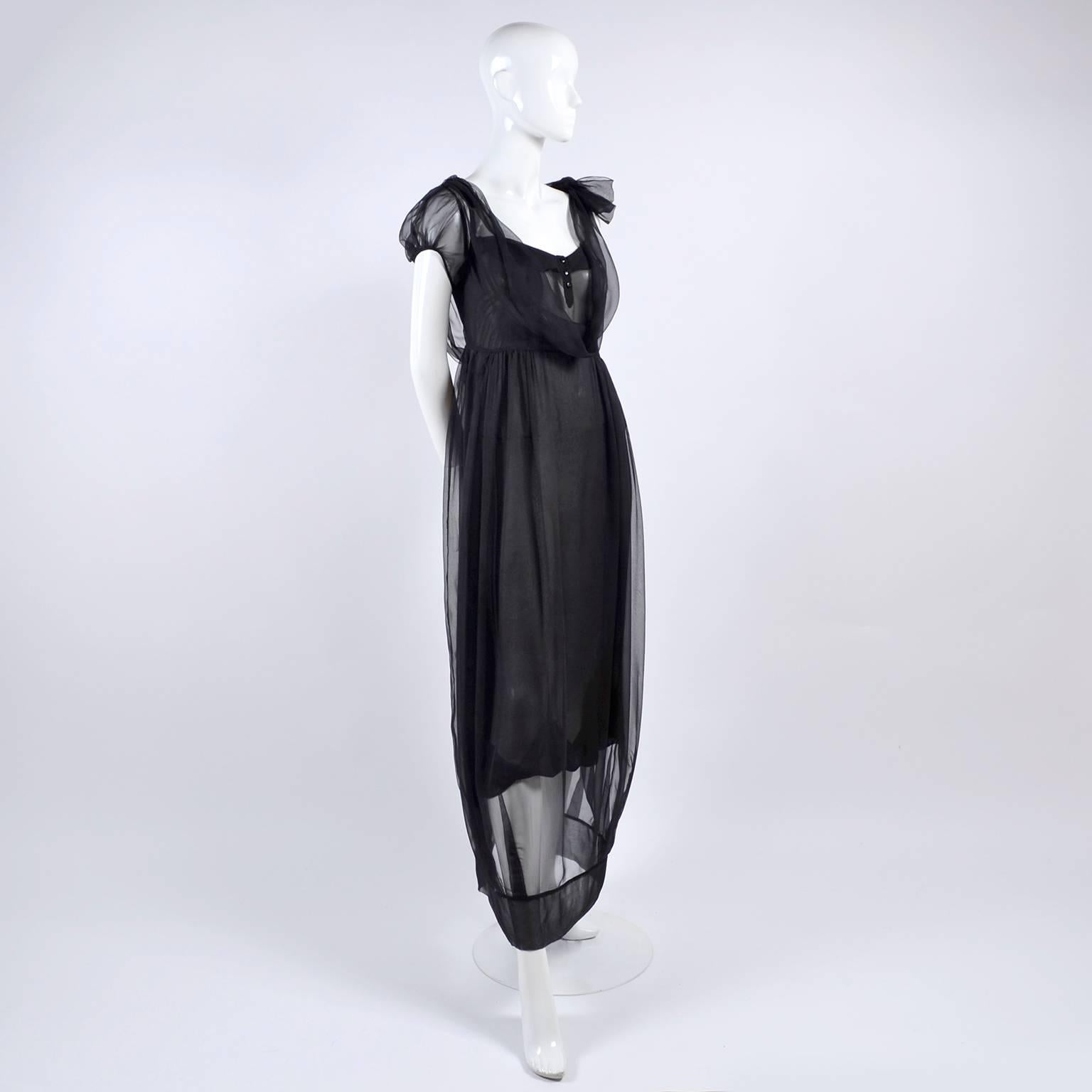 F/W 2006 John Galliano Black Sheer Silk Dress w/ Overlay  Renaissance Inspired Damen