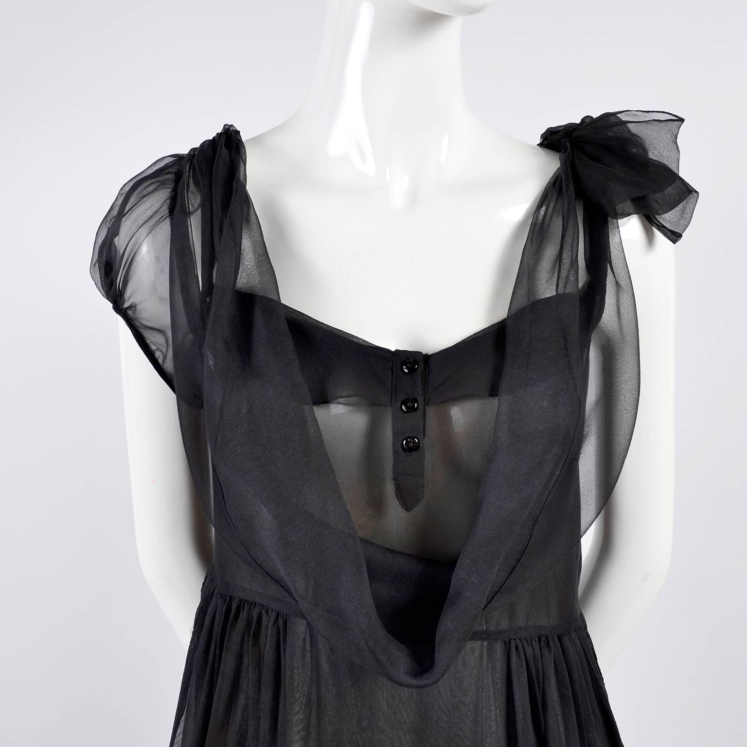 Women's F/W 2006 John Galliano Black Sheer Silk Dress w/ Overlay  Renaissance Inspired