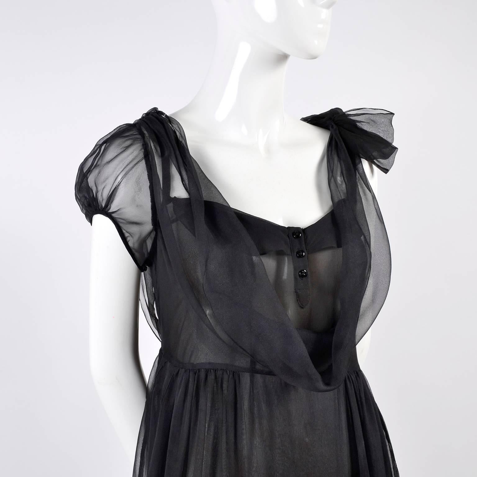 F/W 2006 John Galliano Black Sheer Silk Dress w/ Overlay  Renaissance Inspired 1