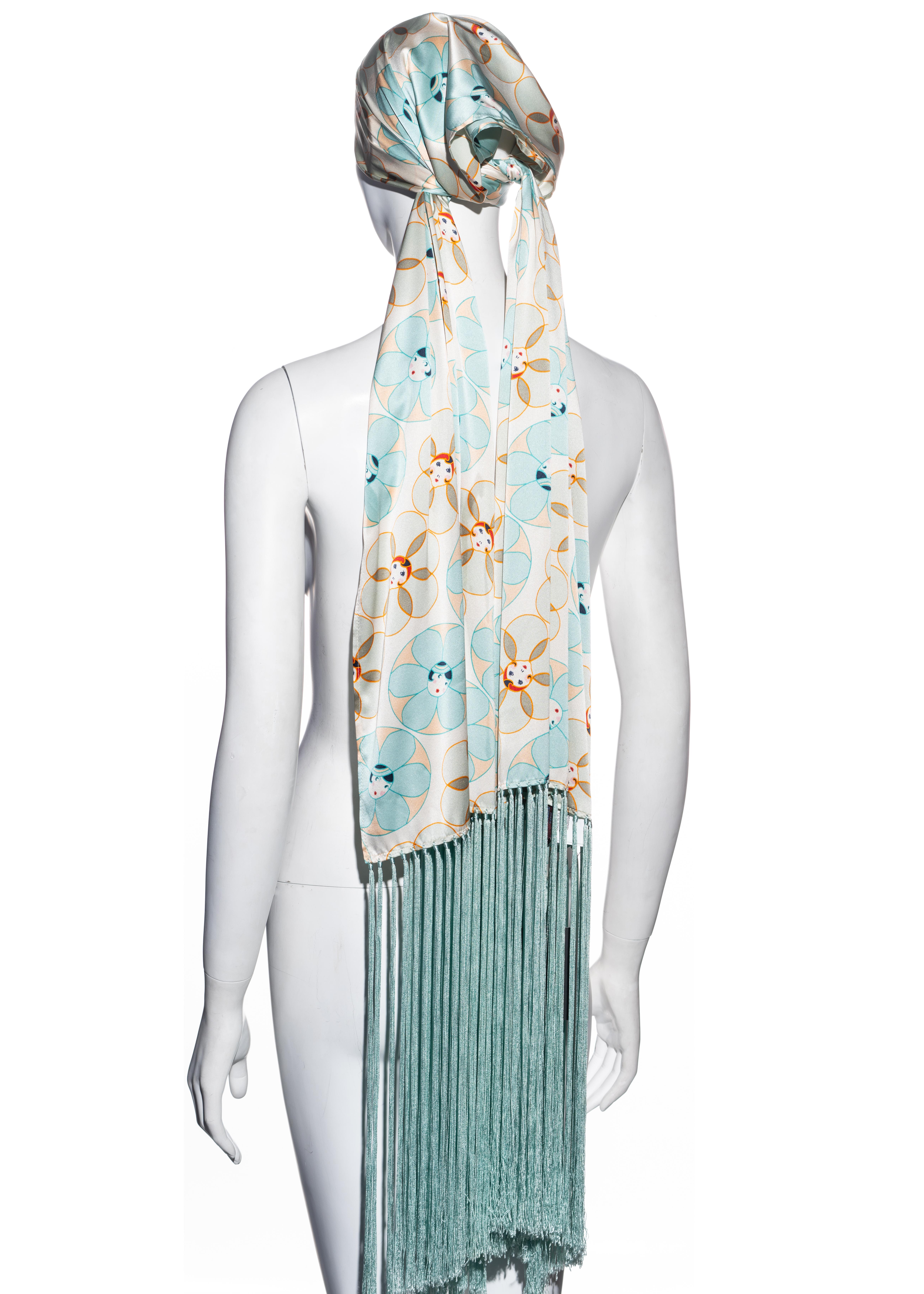 John Galliano silk multifunctional fringed bandeau top / scarf, ss 2001 2