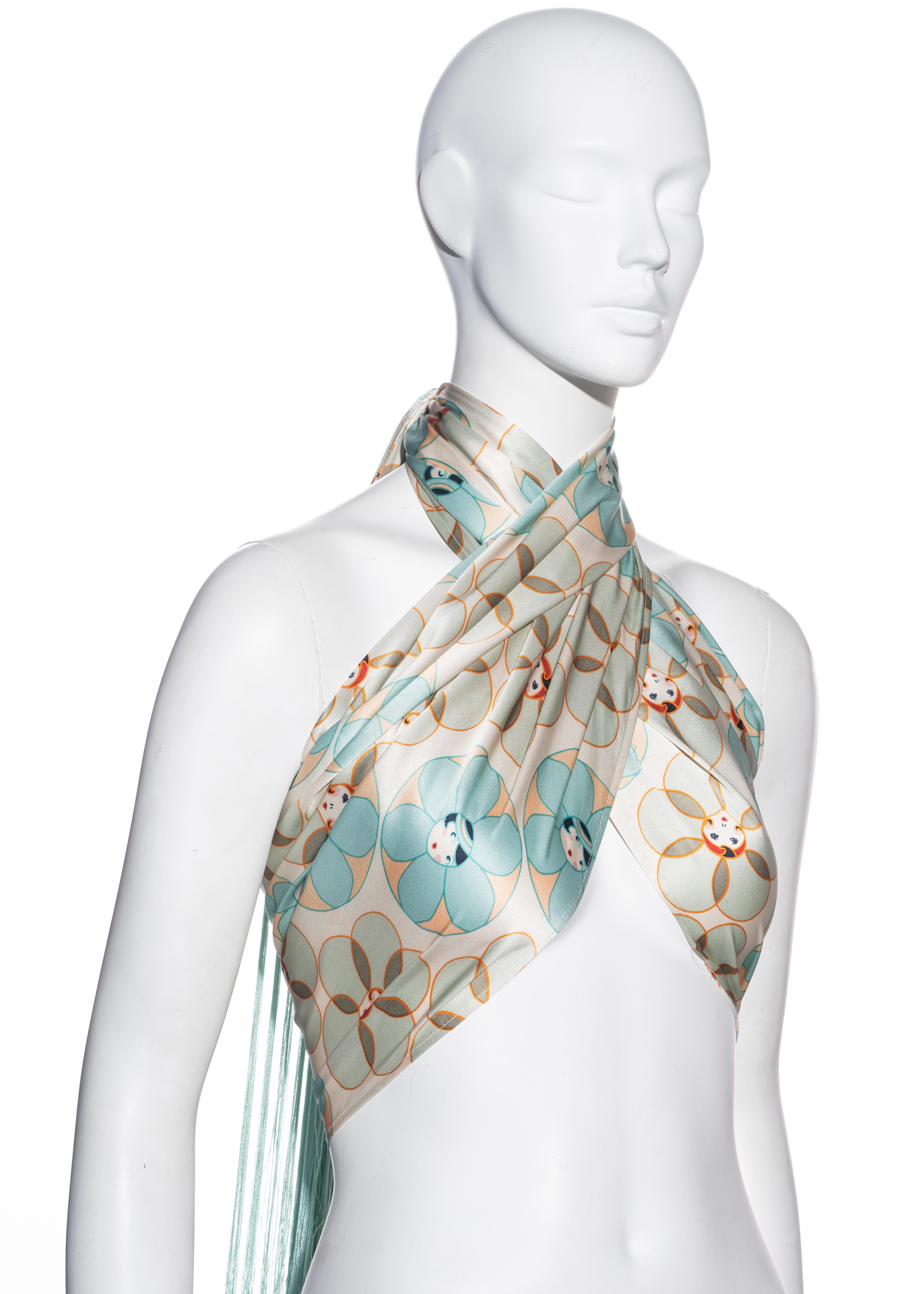 Women's John Galliano silk multifunctional fringed bandeau top / scarf, ss 2001
